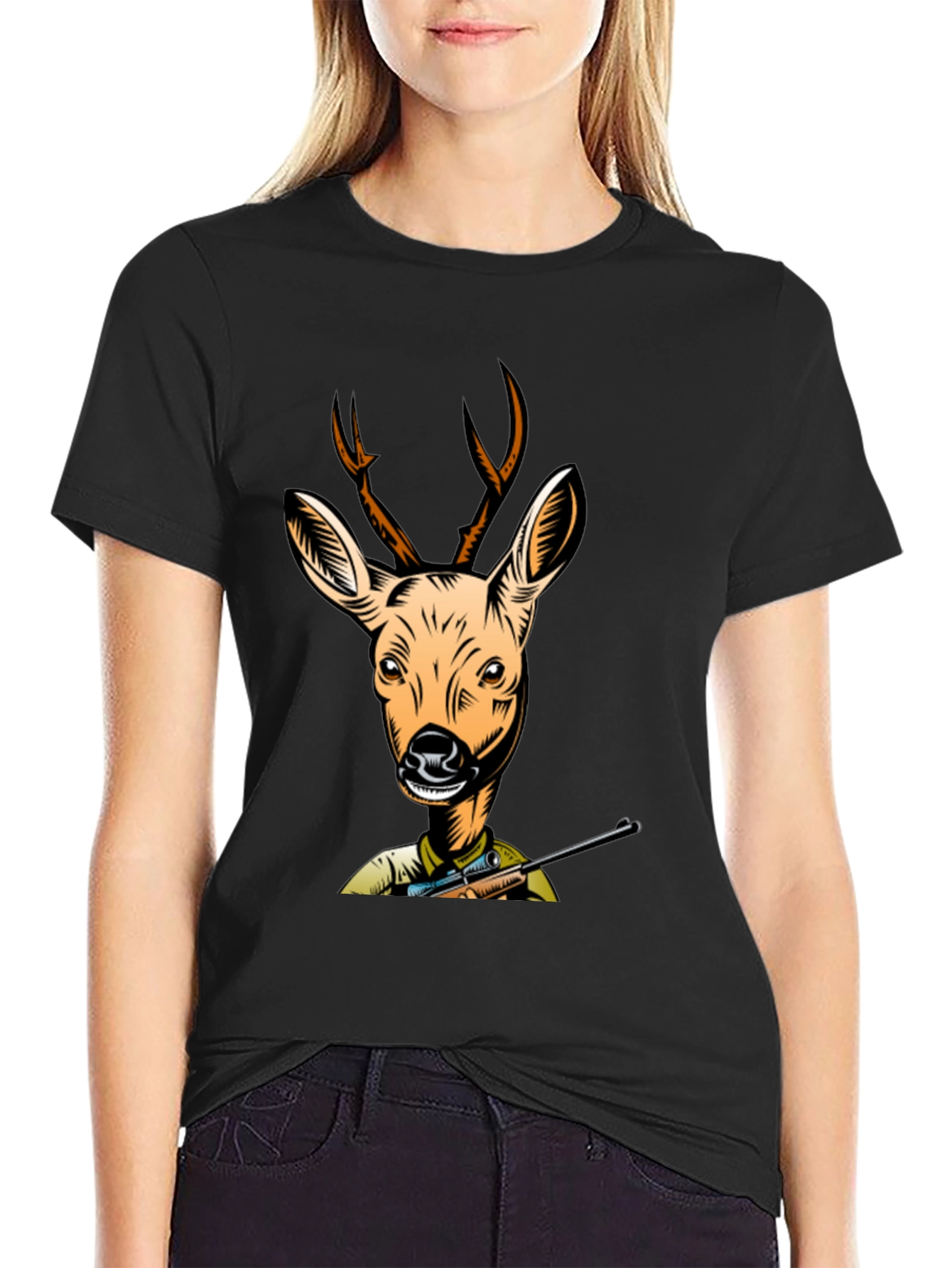 Deer Hunter T-Shirt - Black Cotton Tee