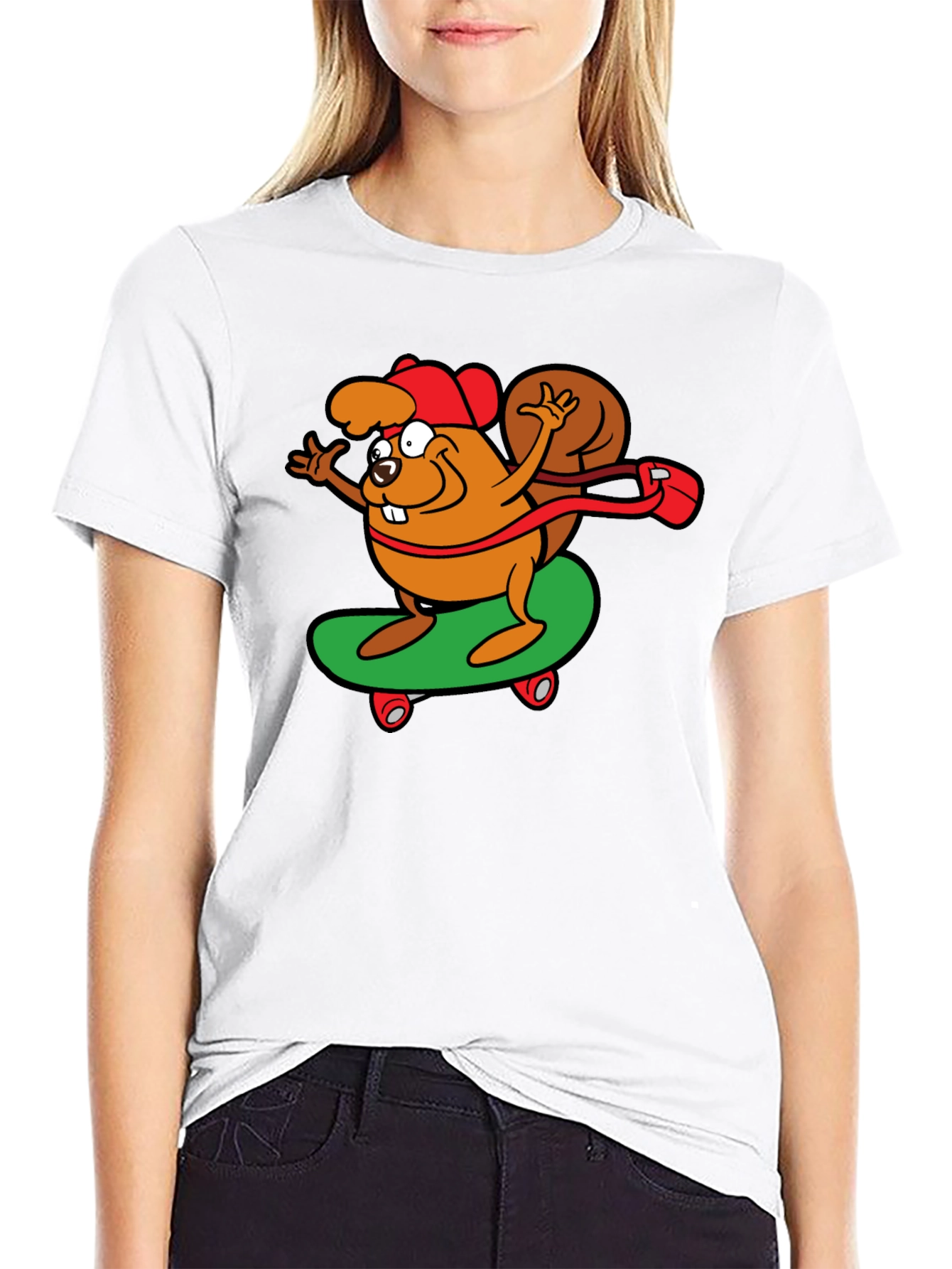 Skateboarding Beaver Graphic Tee
