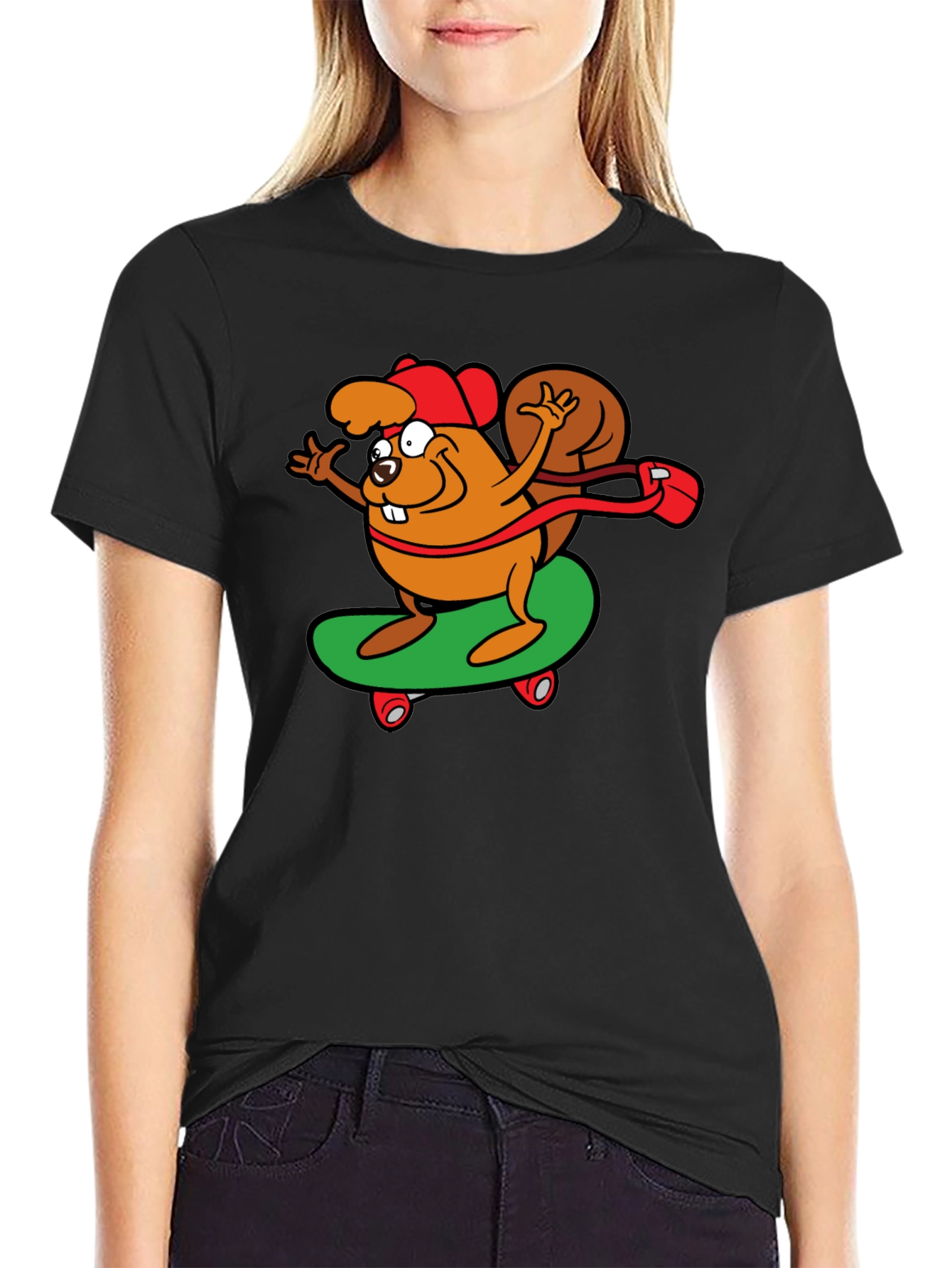 Skateboarding Beaver Graphic Tee