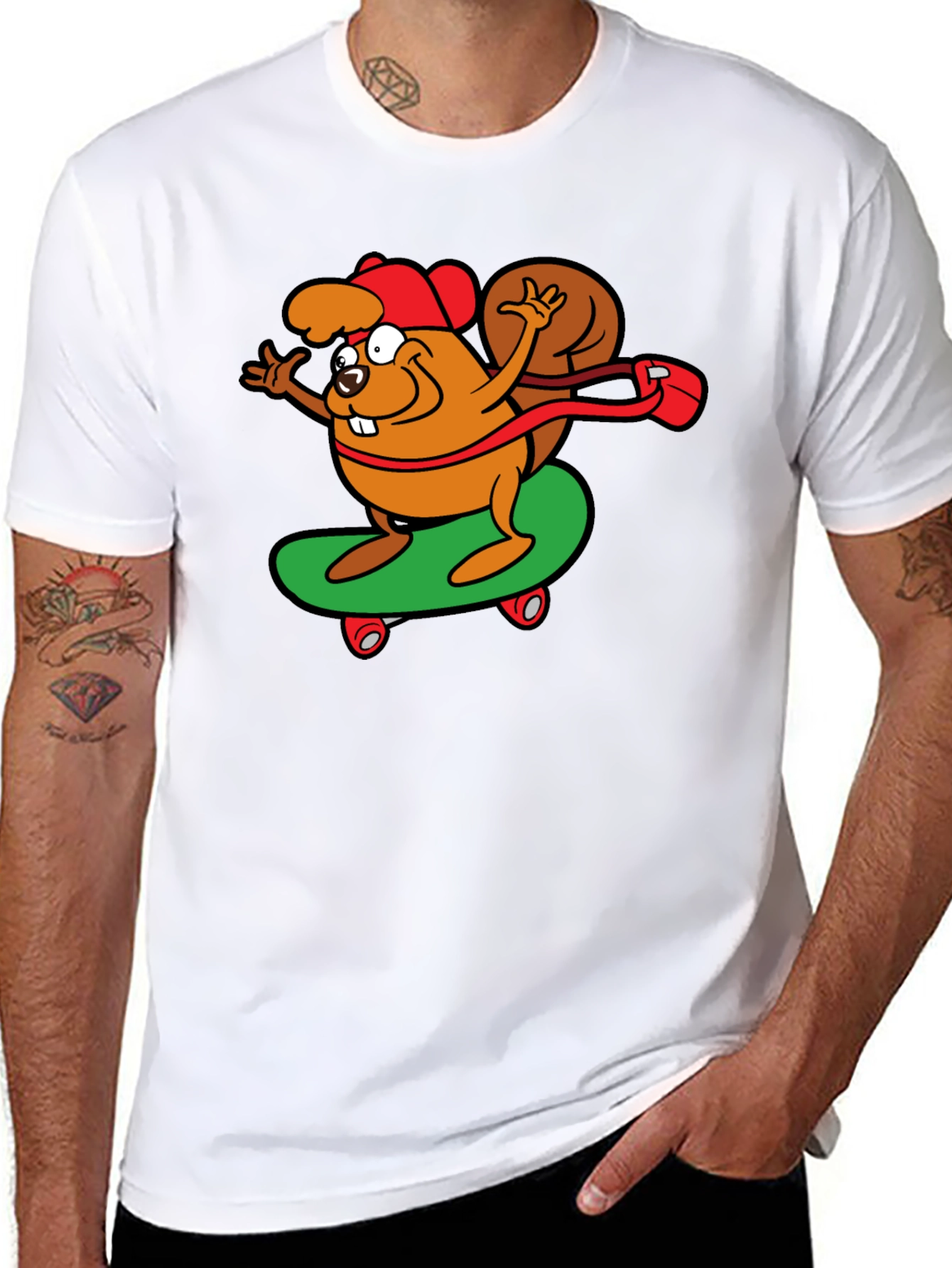 Skateboarding Beaver Graphic Tee