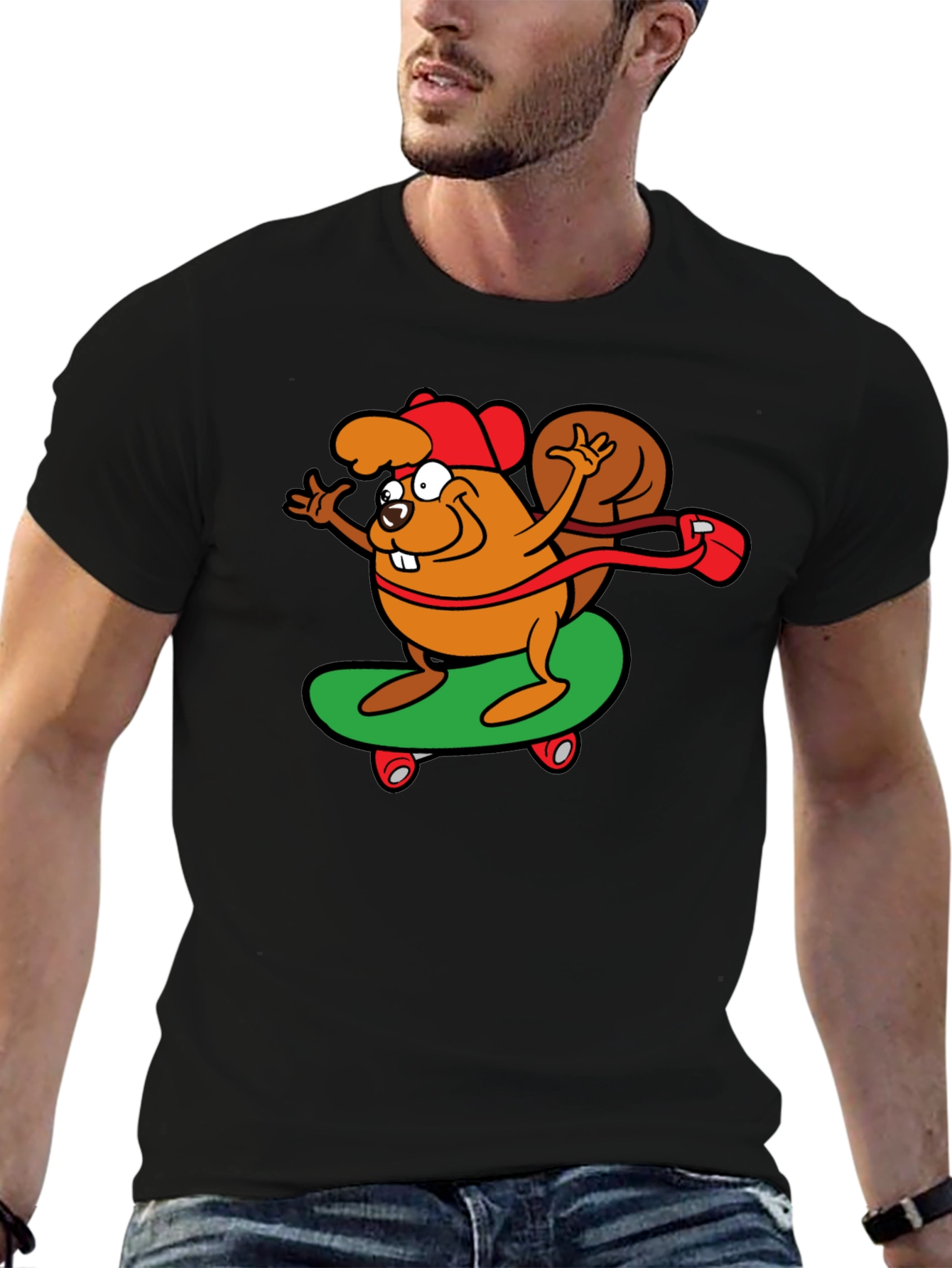 Skateboarding Beaver Graphic Tee