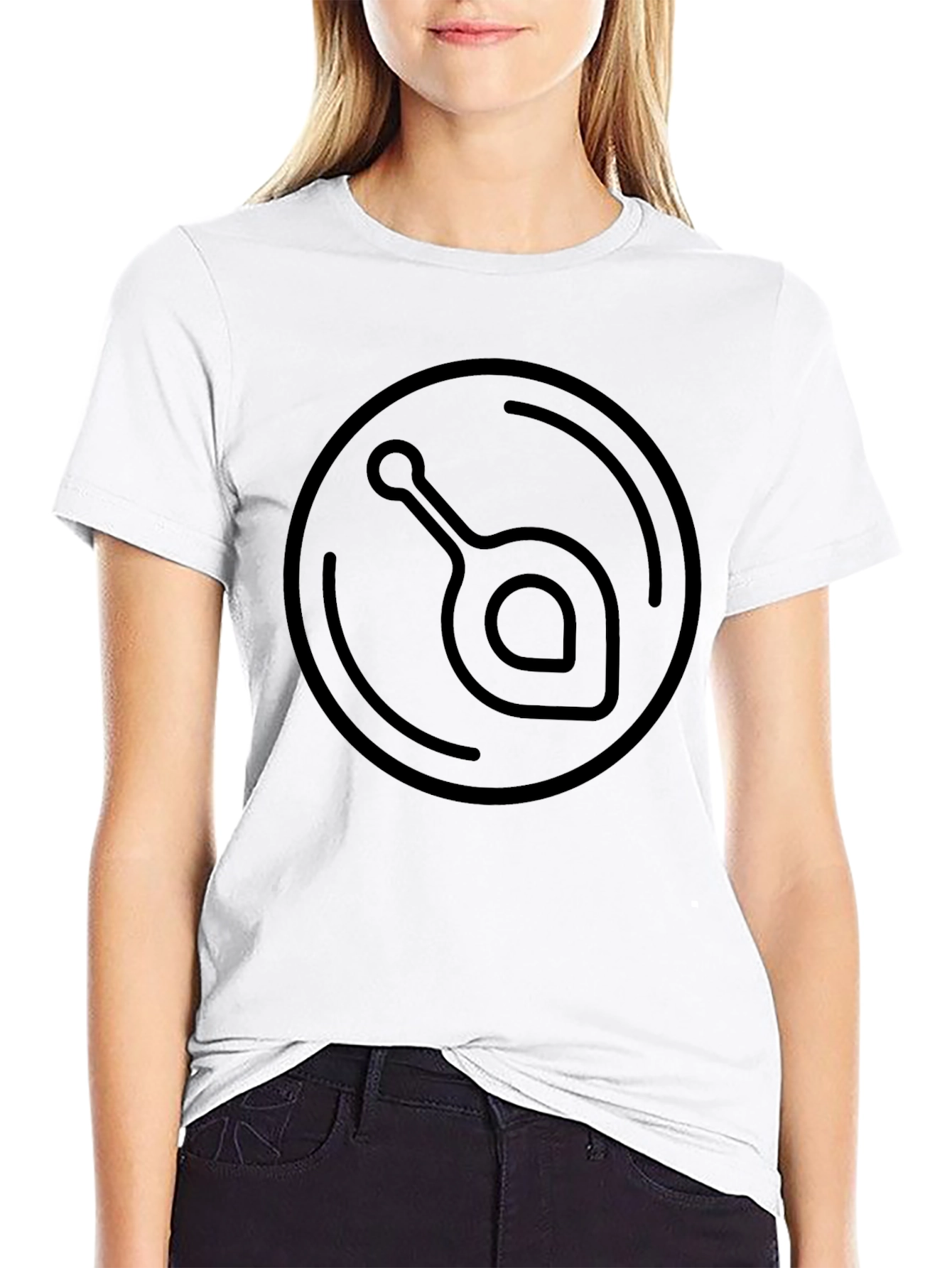 Modern Abstract Graphic Print Black Tee