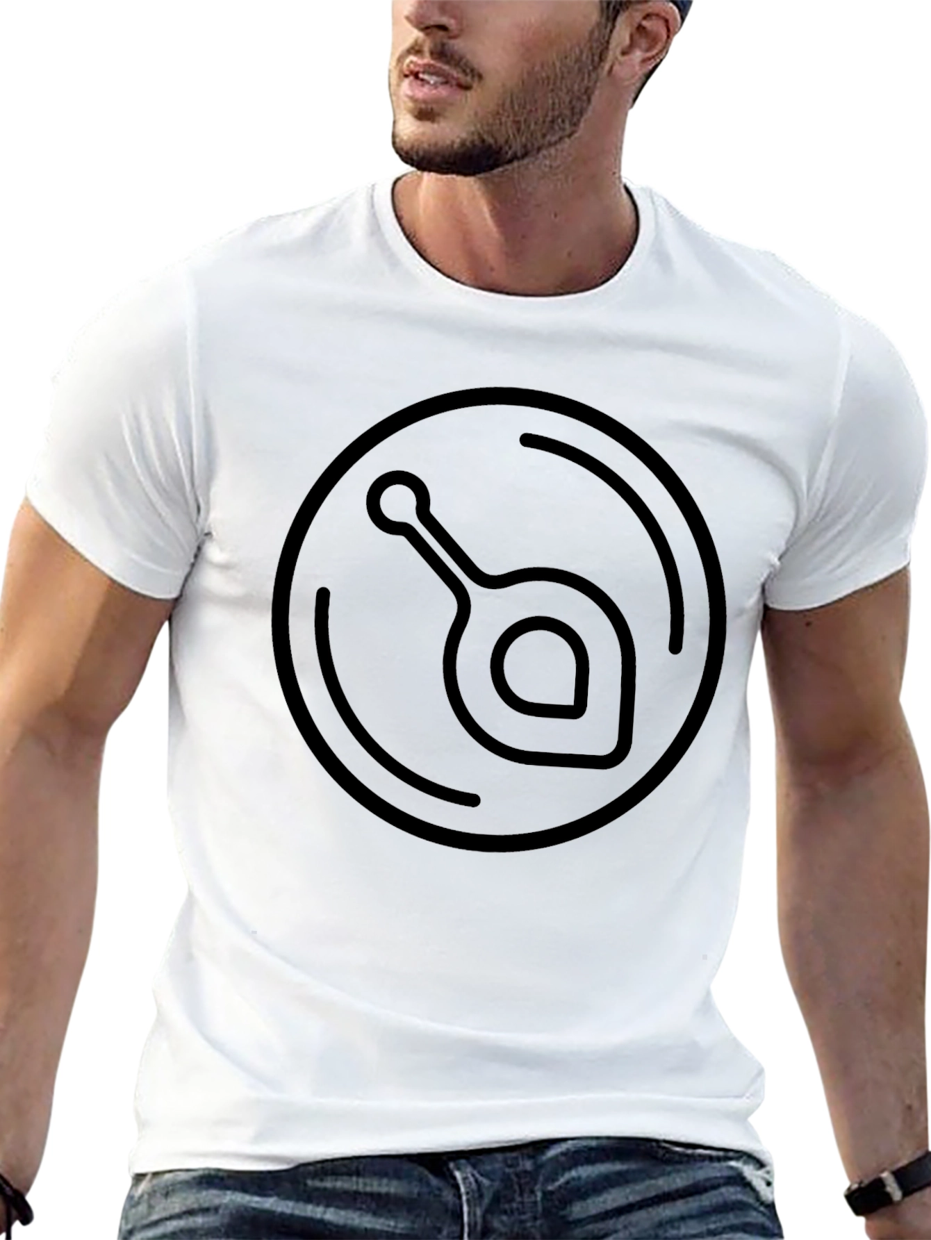 Modern Abstract Graphic Print Black Tee