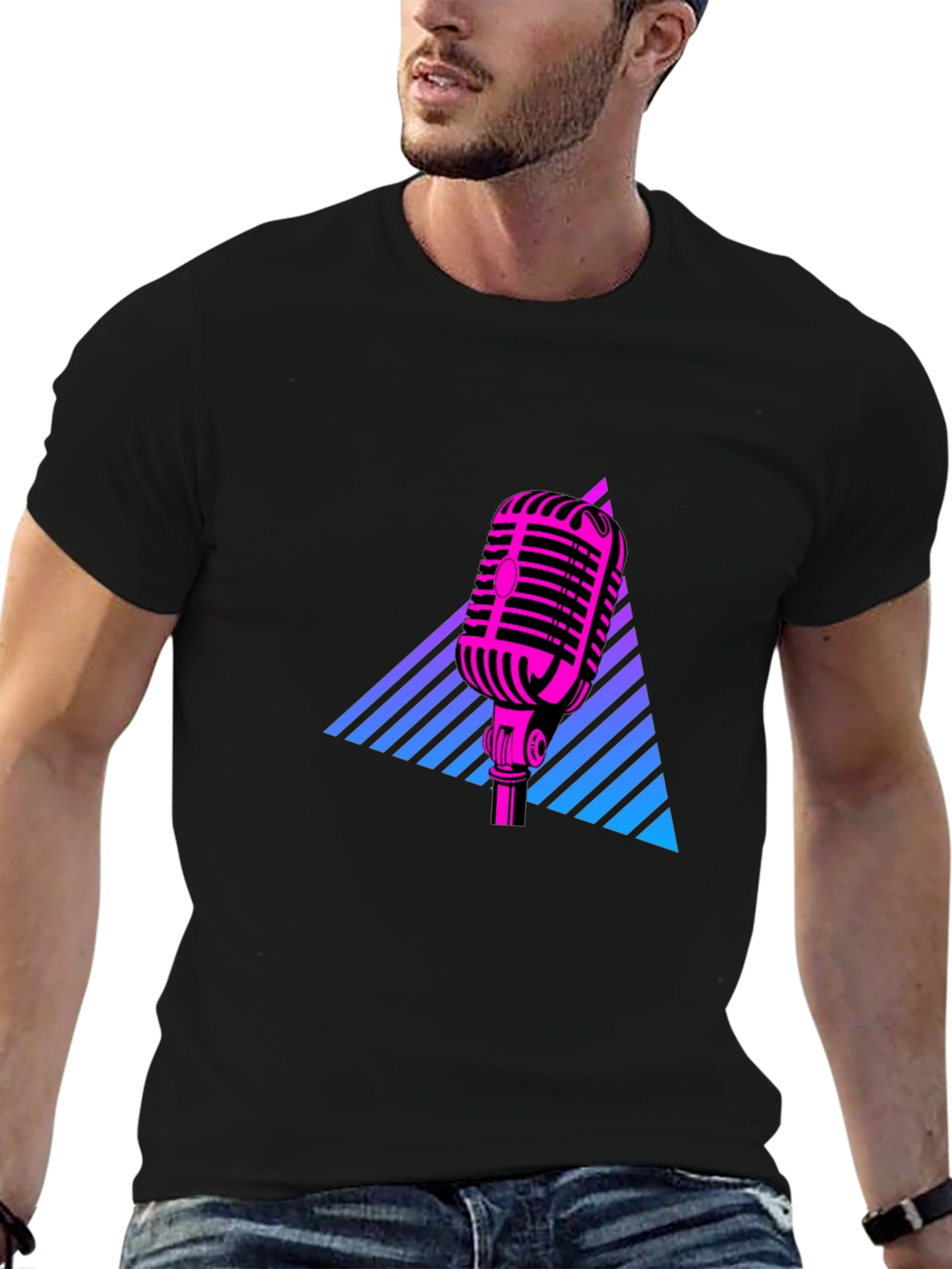 Retro Microphone T-Shirt - 80s Inspired Design