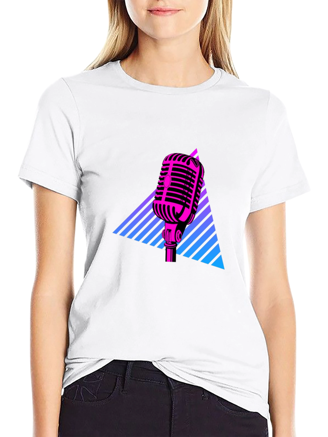 Retro Microphone T-Shirt - 80s Inspired Design