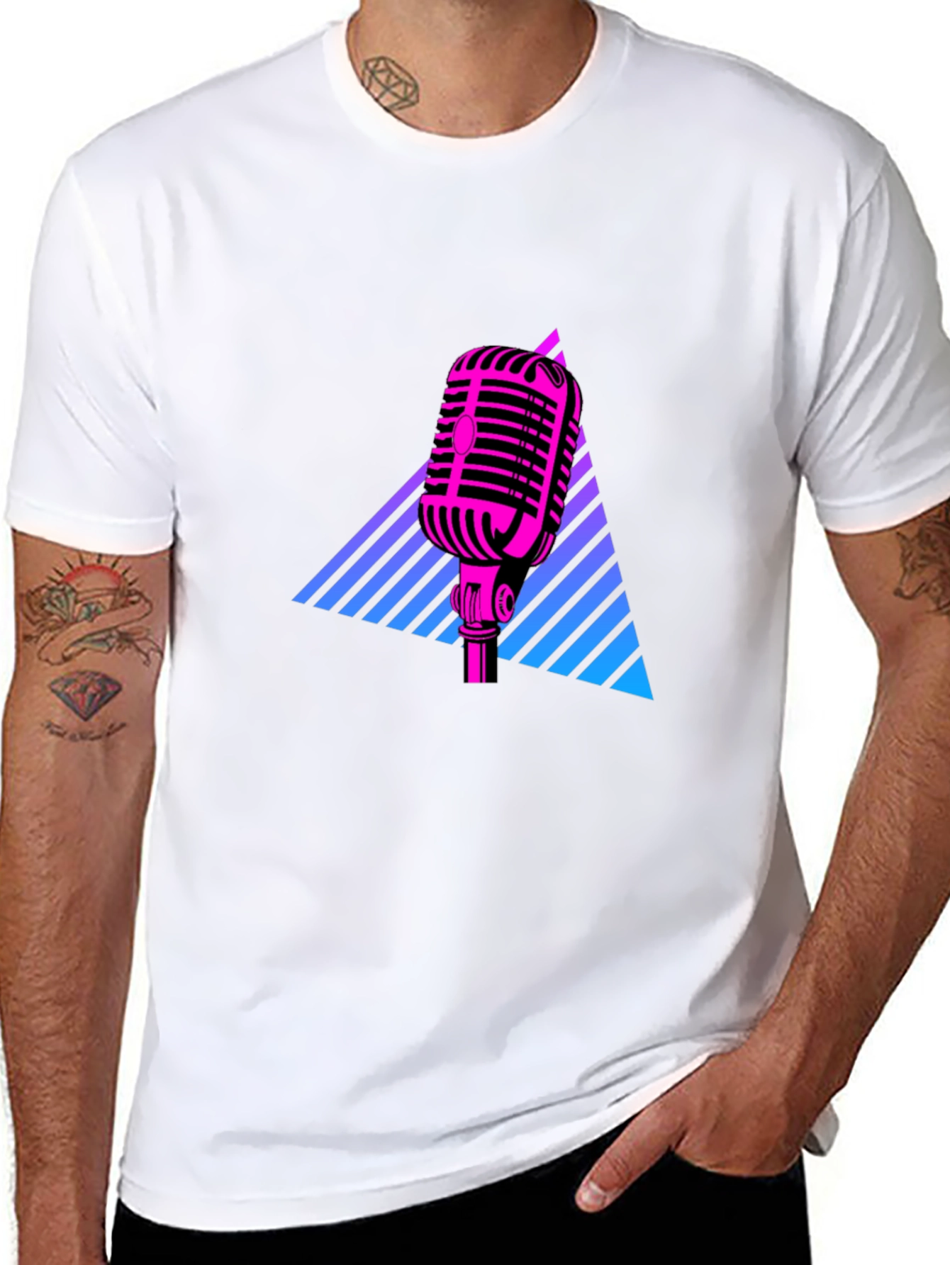 Retro Microphone T-Shirt - 80s Inspired Design