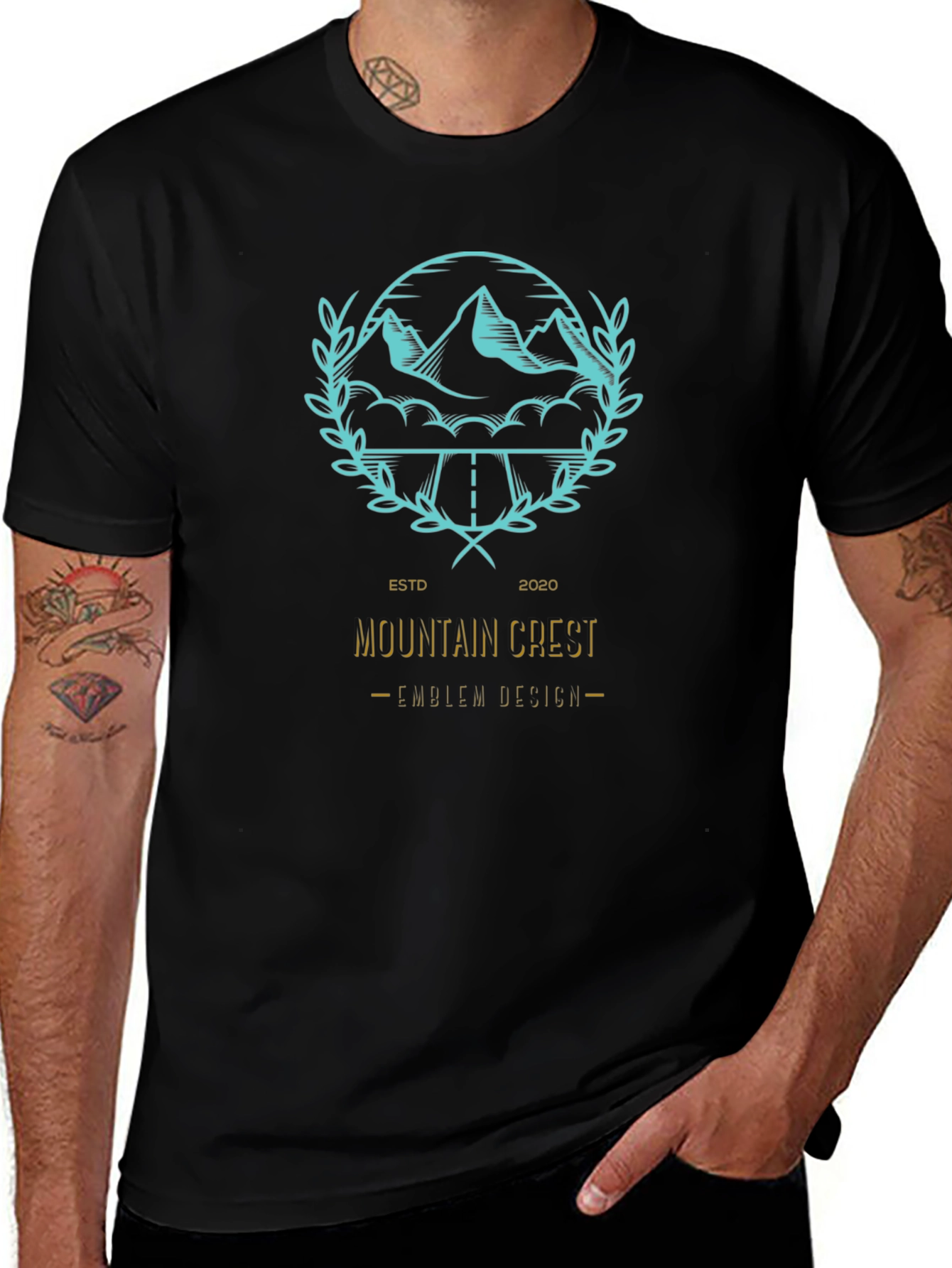 Mountain Crest Emblem Graphic Tee - Black