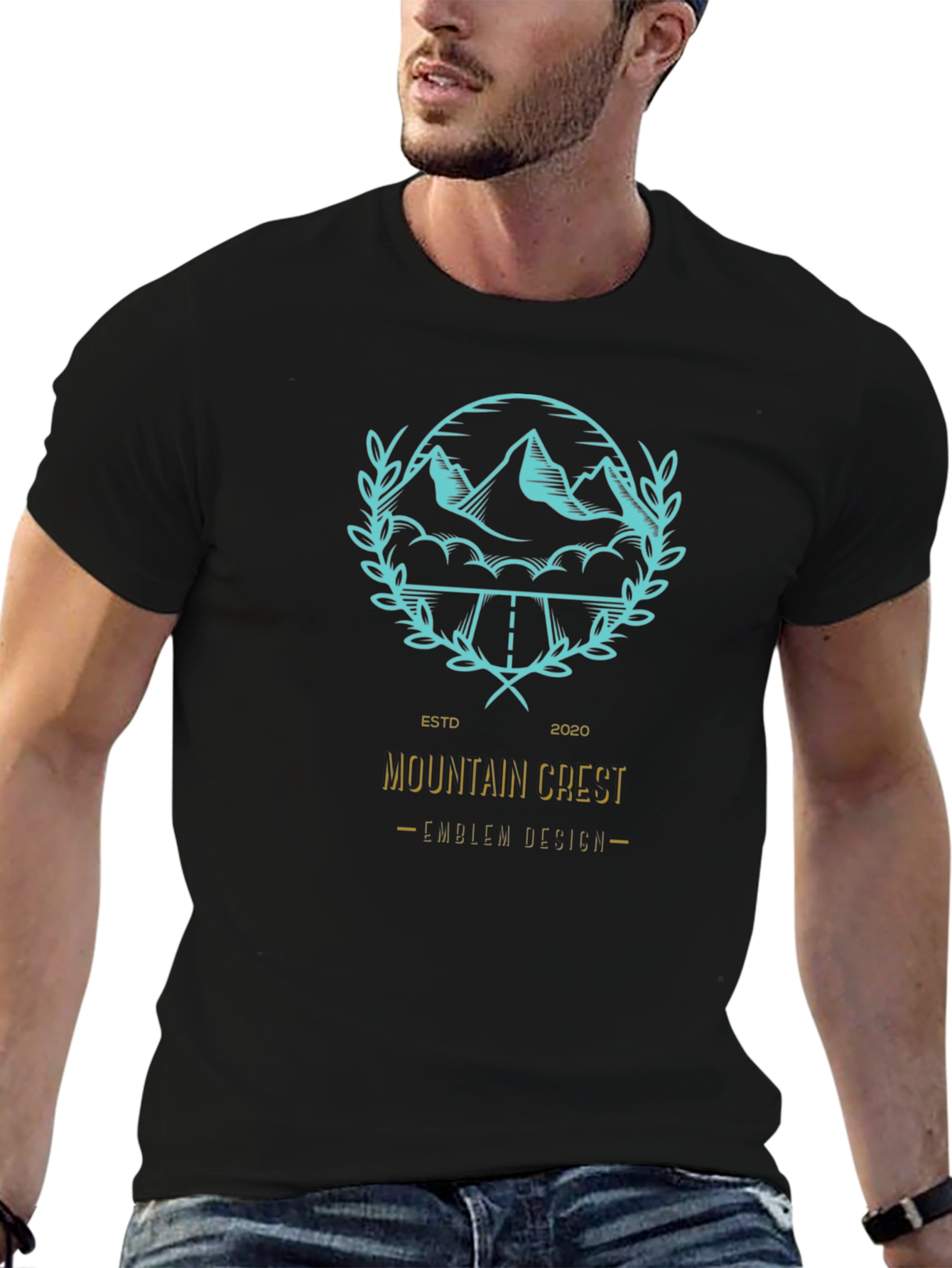 Mountain Crest Emblem Graphic Tee - Black