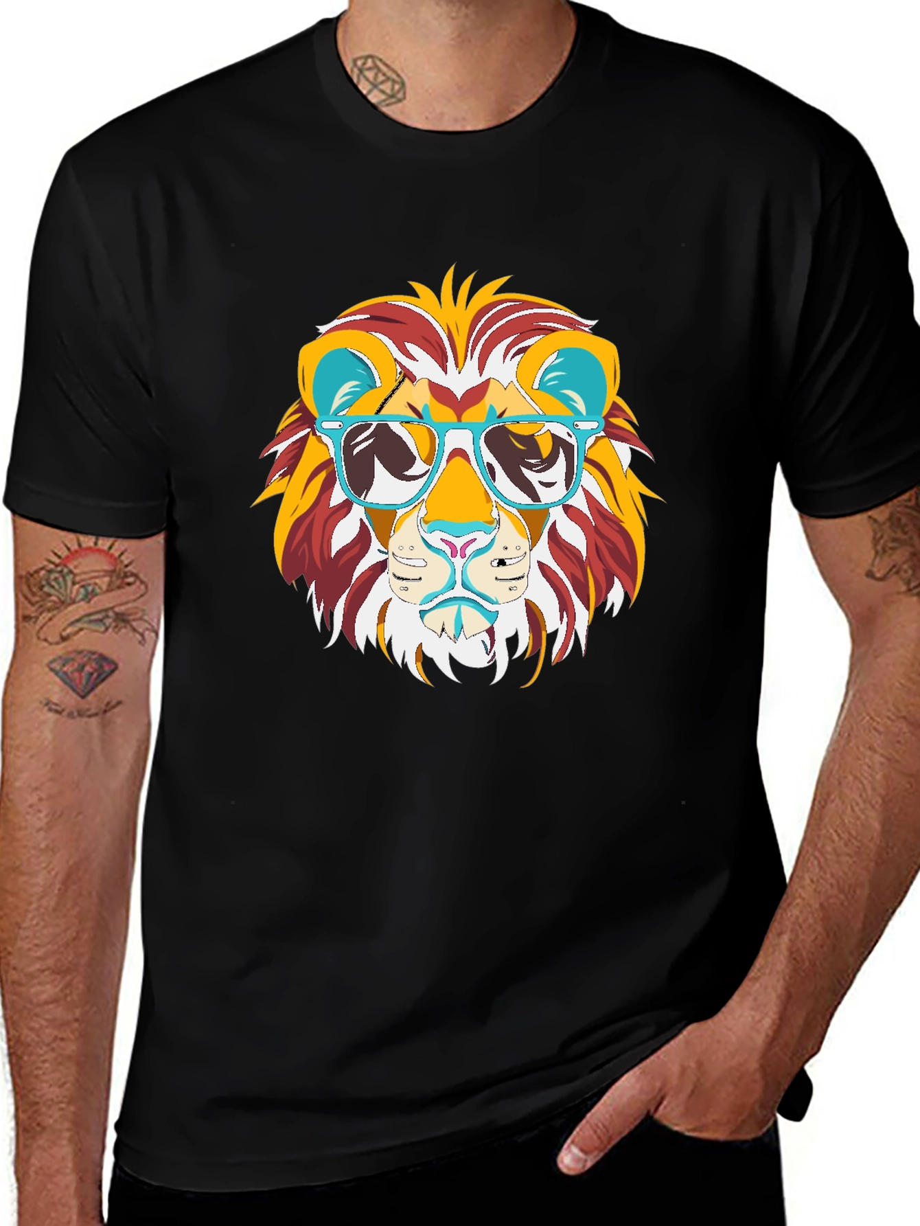 Cool Lion Graphic Tee - Black Cotton T-Shirt