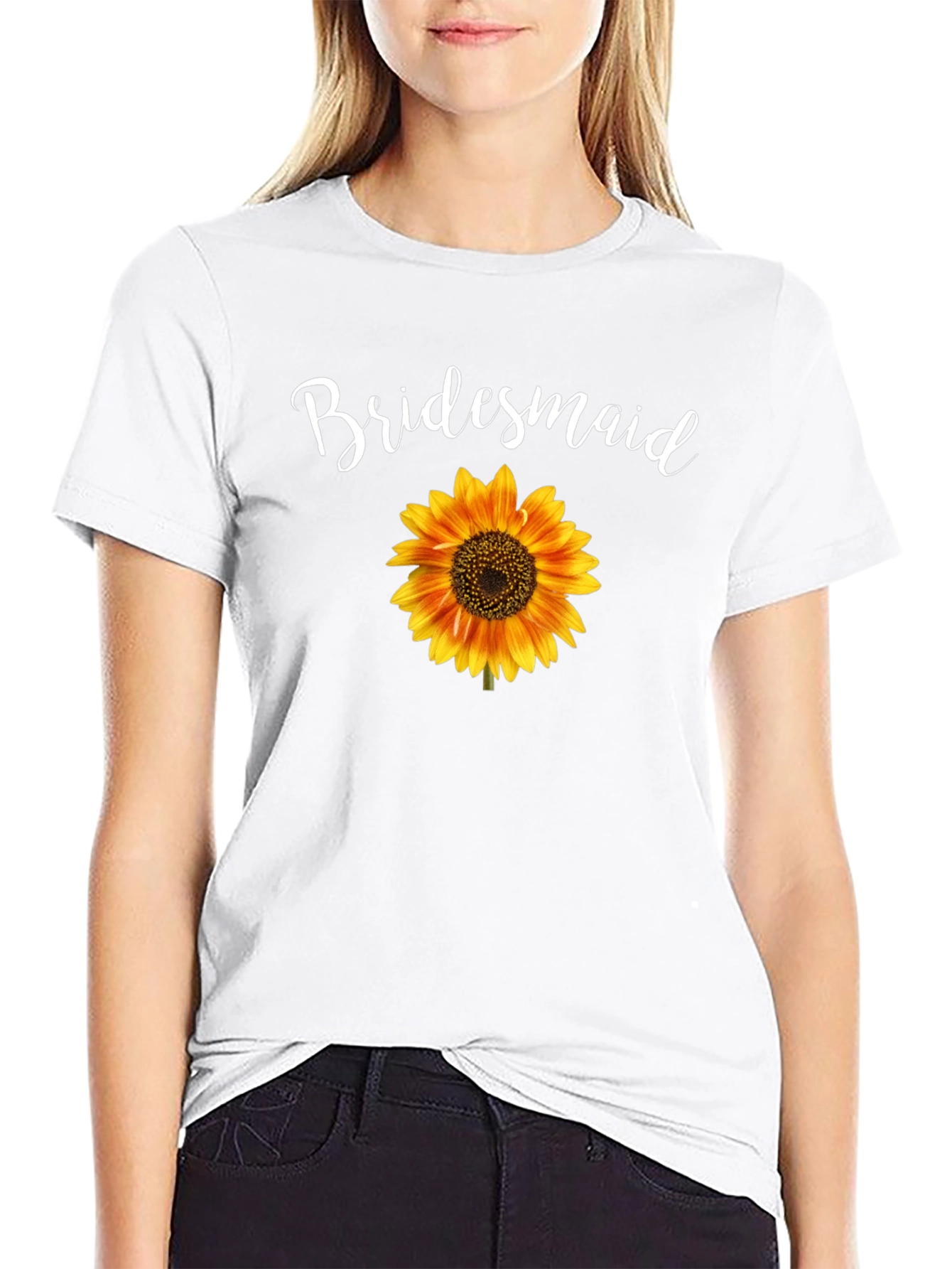 Bridesmaid Sunflower Graphic Tee - Black