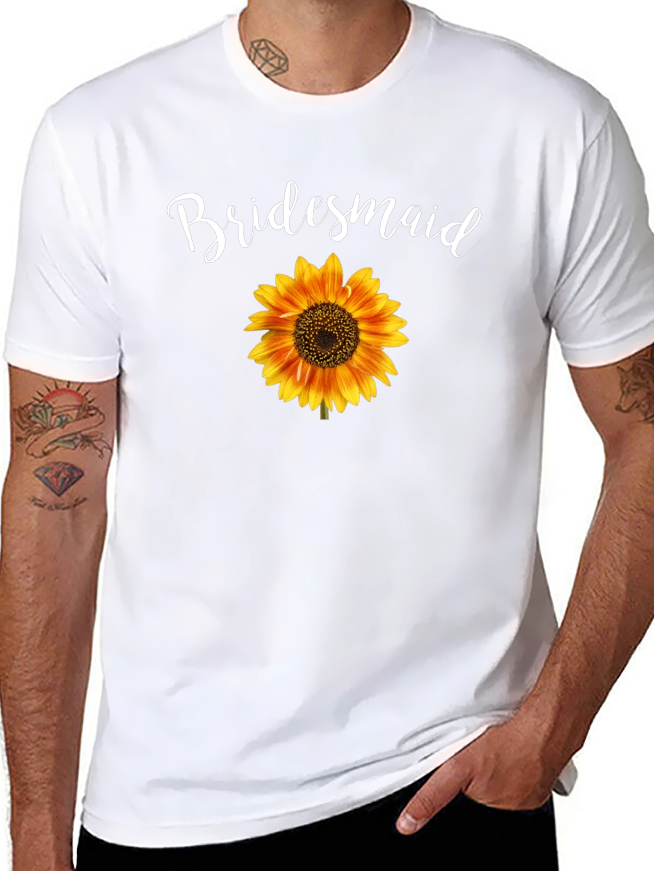 Bridesmaid Sunflower Graphic Tee - Black