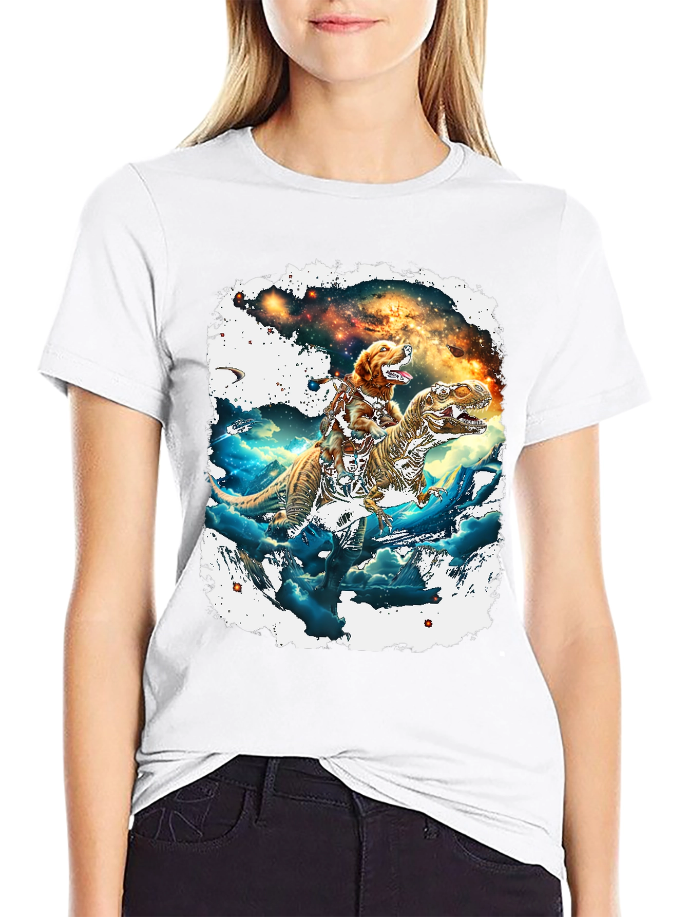 Dog Riding T-Rex T-Shirt
