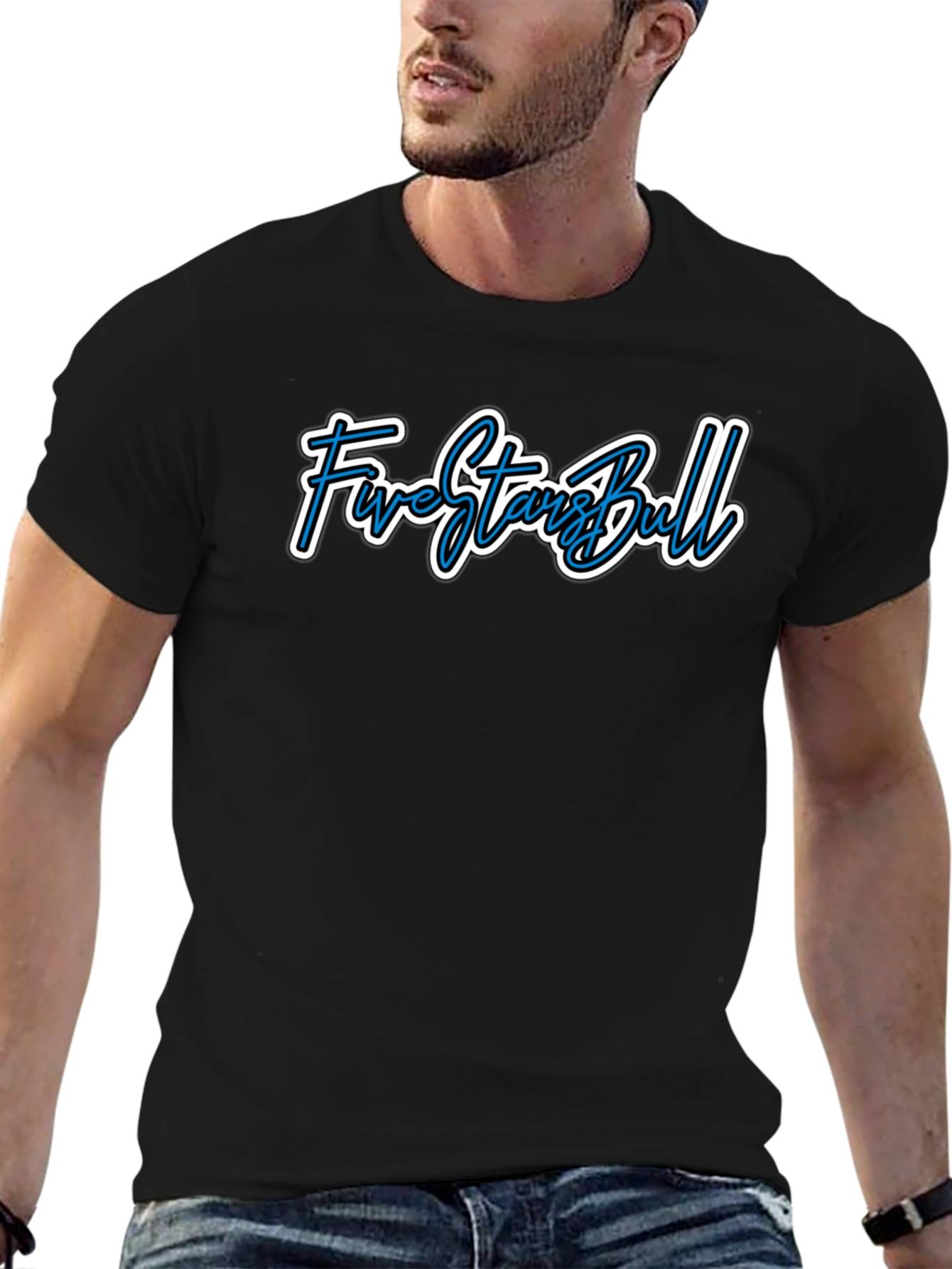 Five Star Bull Graphic Tee - Trendy Mens Shirt