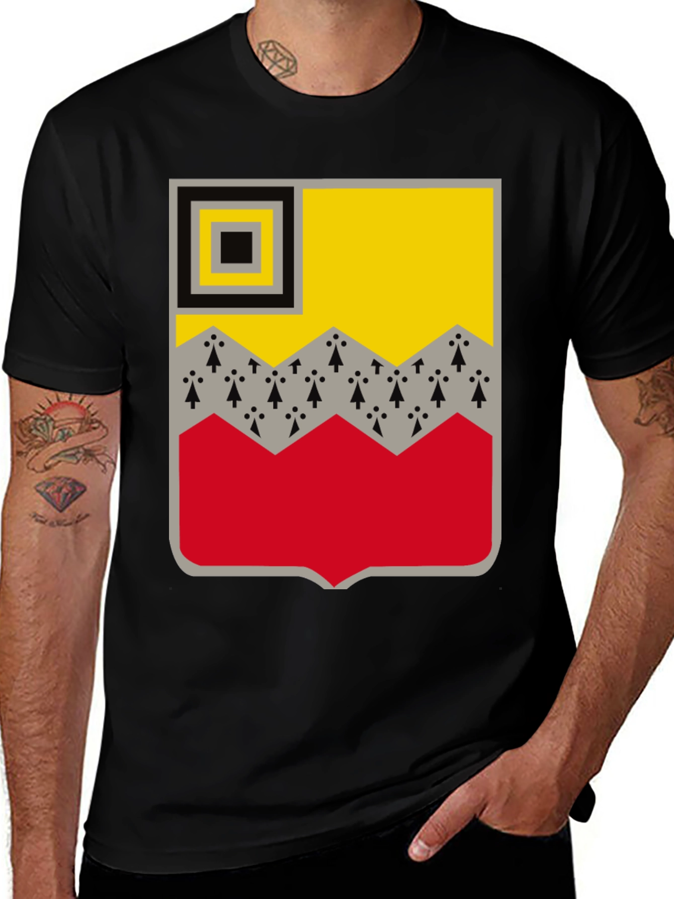 Breton Symbol Graphic Tee - Black Crew Neck T-Shirt