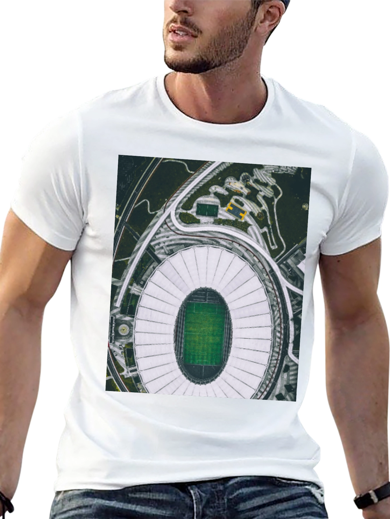 Stadium Graphic Tee - Black Cotton Blend Shirt