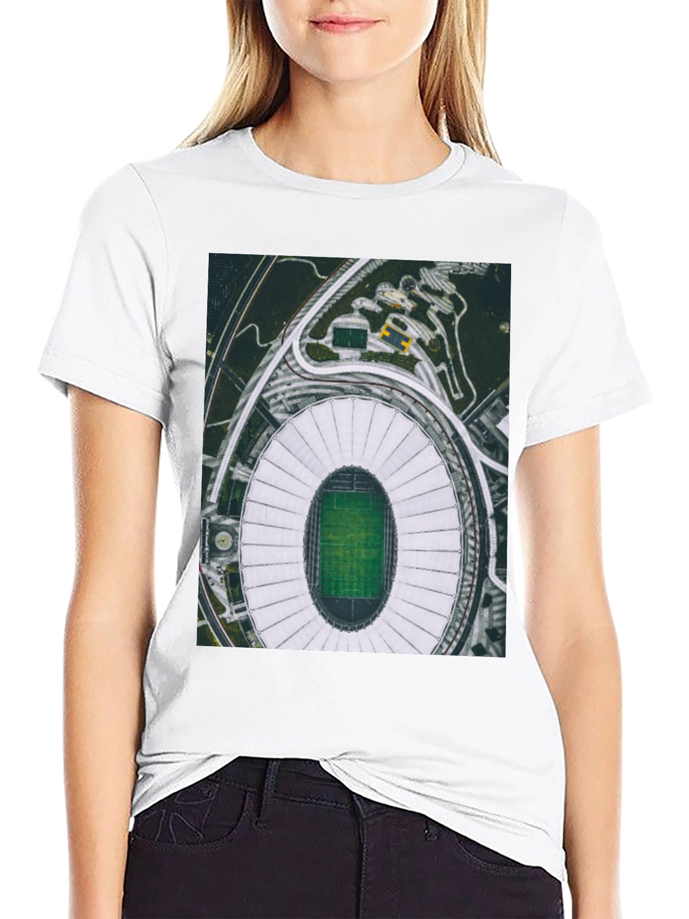 Stadium Graphic Tee - Black Cotton Blend Shirt