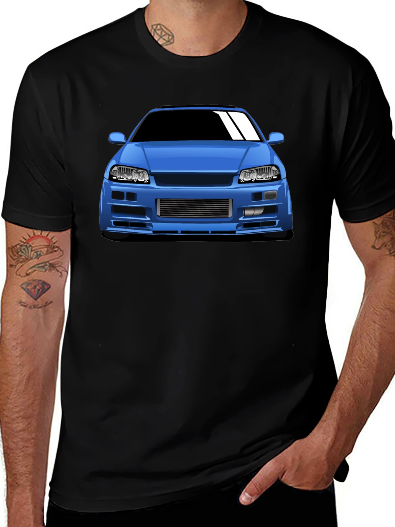 Blue Car Graphic T-Shirt - Automotive Enthusiast Apparel
