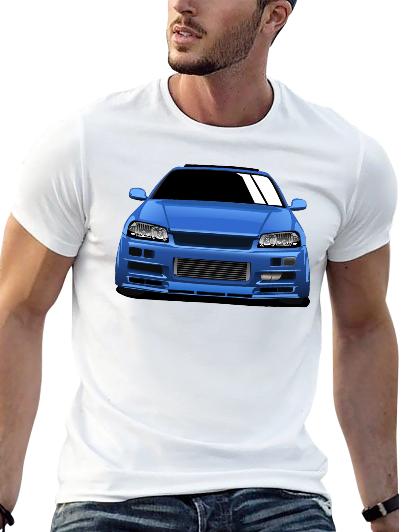 Blue Car Graphic T-Shirt - Automotive Enthusiast Apparel