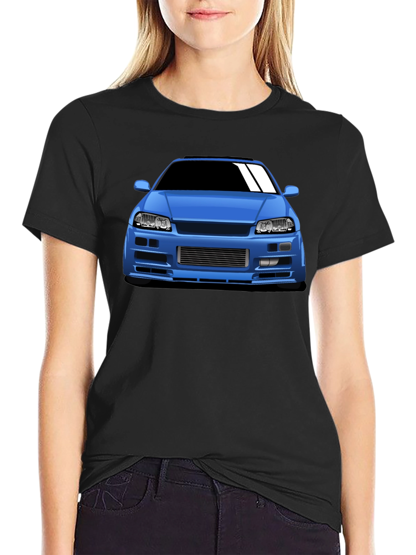 Blue Car Graphic T-Shirt - Automotive Enthusiast Apparel