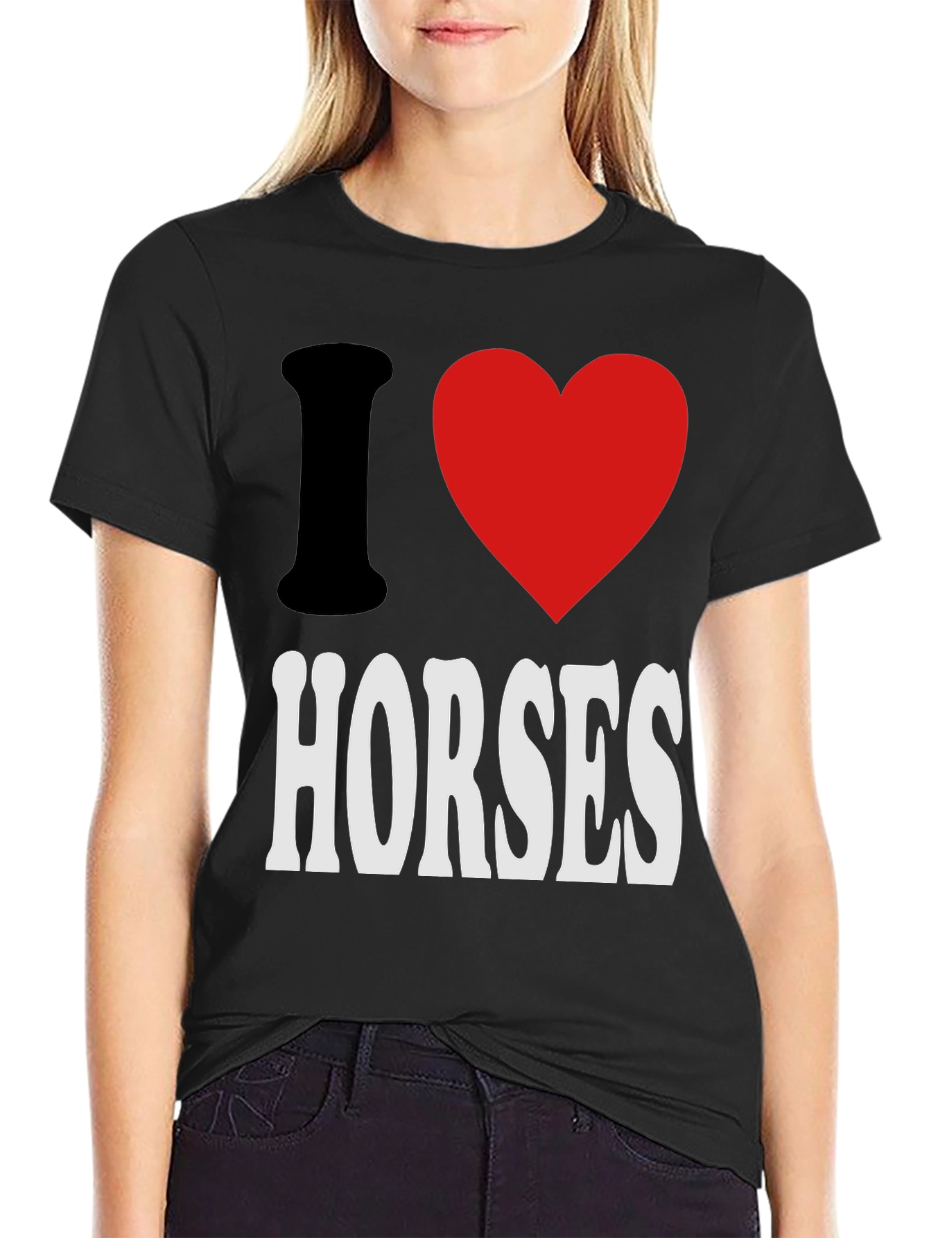 I Heart Horses Black Graphic Tee