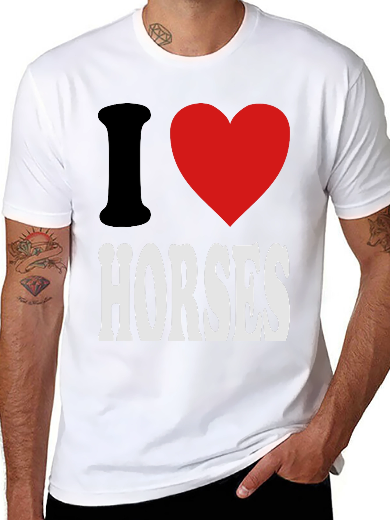 I Heart Horses Black Graphic Tee
