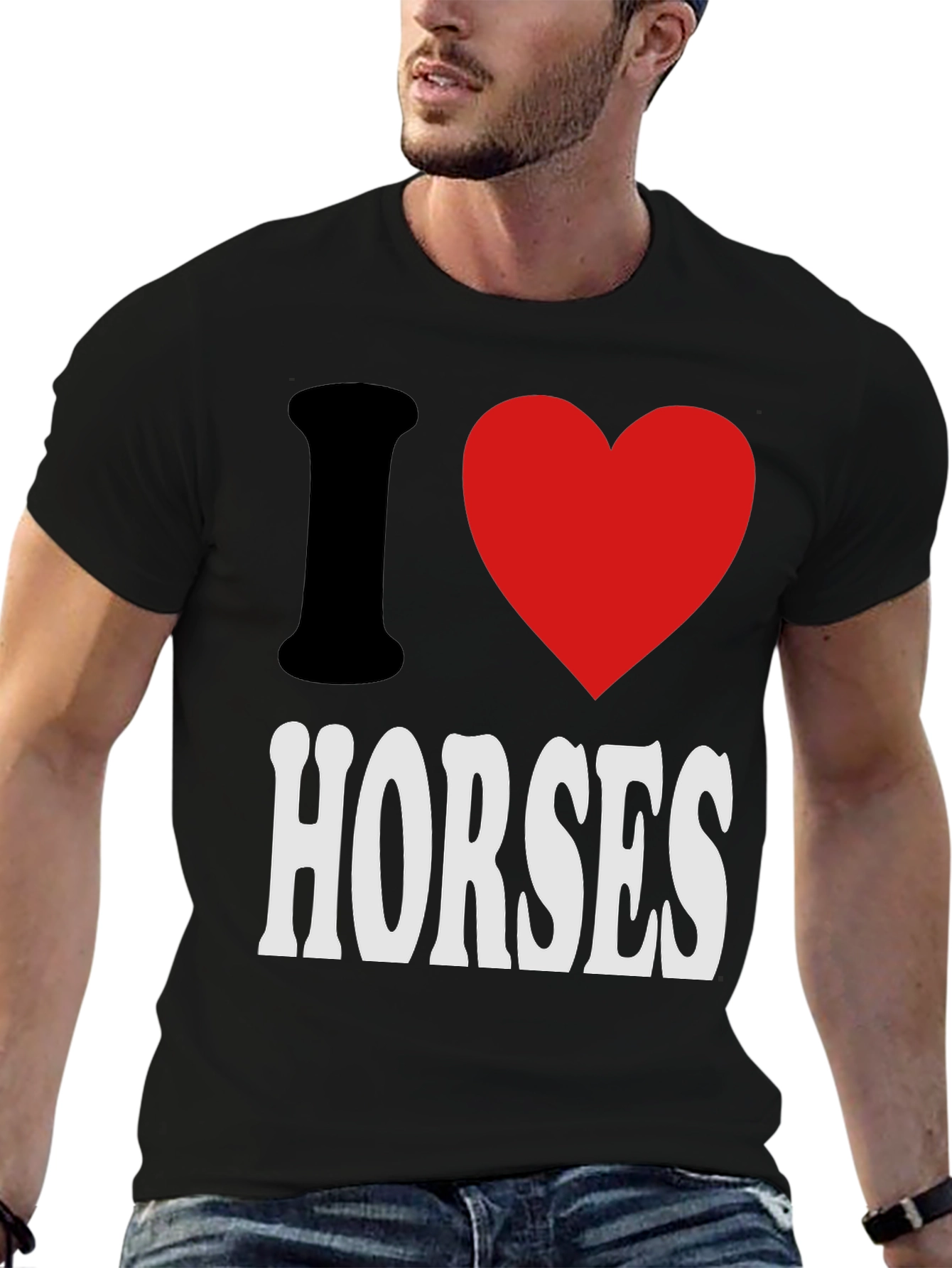 I Heart Horses Black Graphic Tee