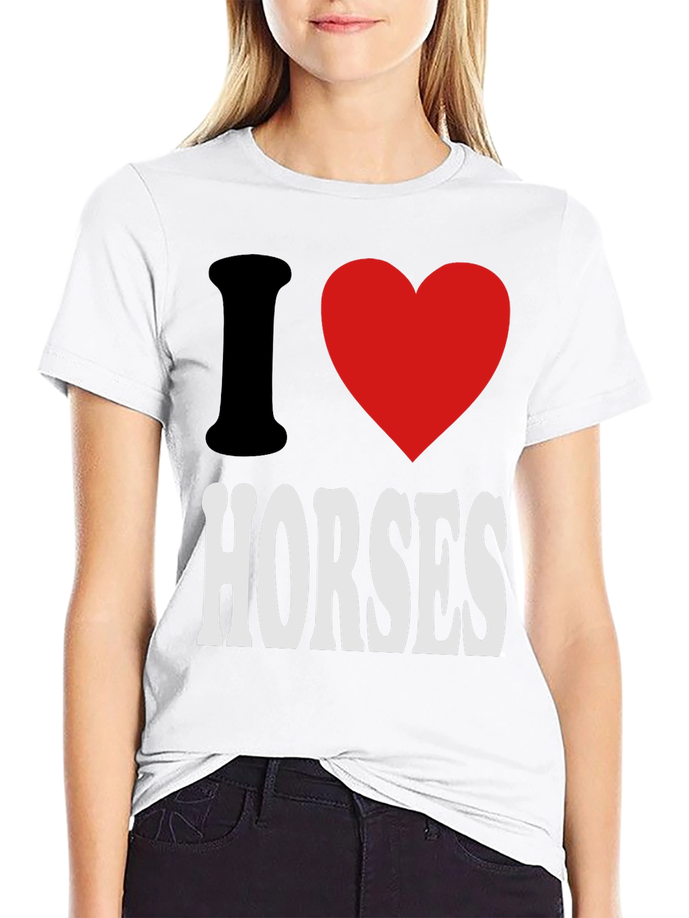 I Heart Horses Black Graphic Tee