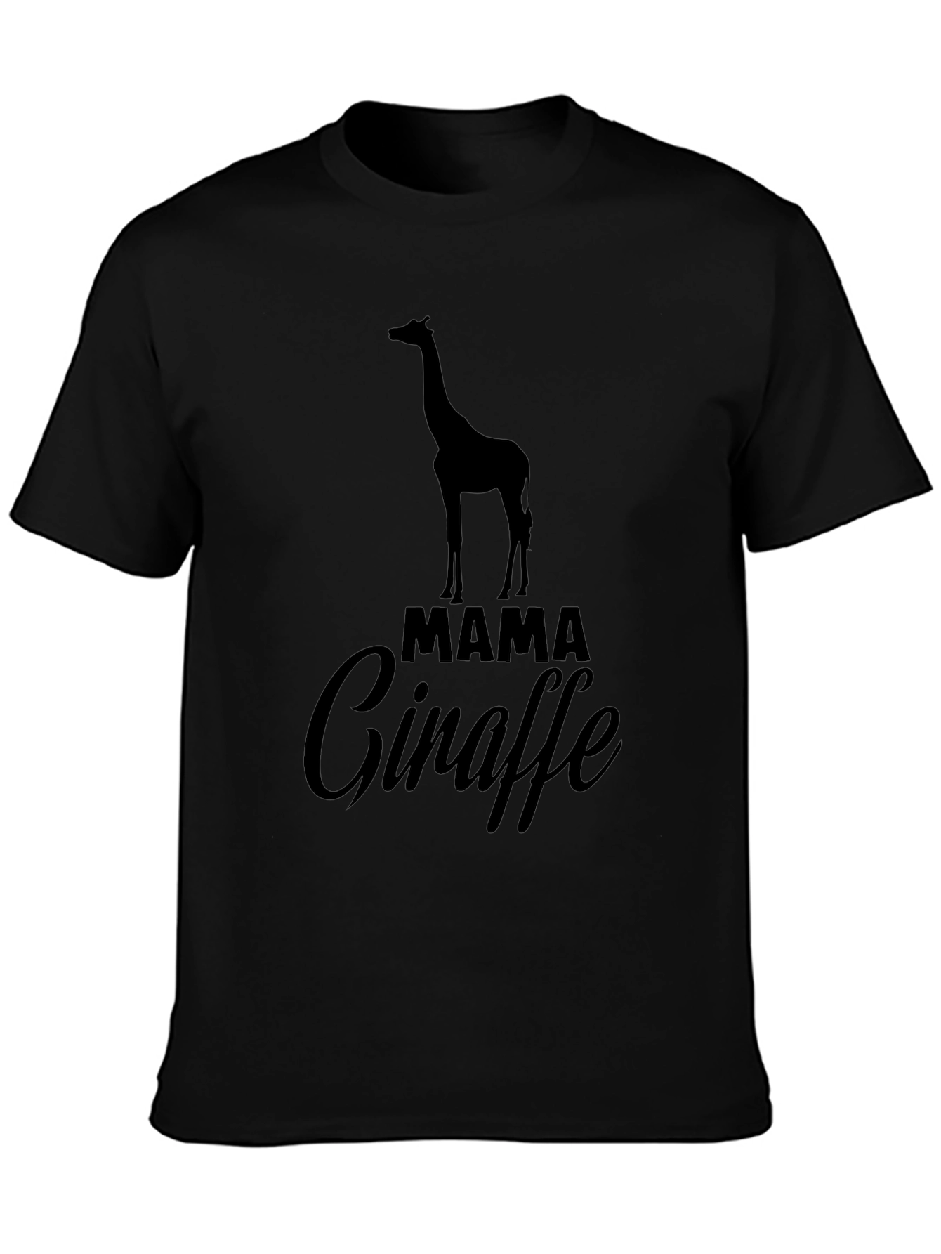 Mama Giraffe Graphic T-Shirt - Black