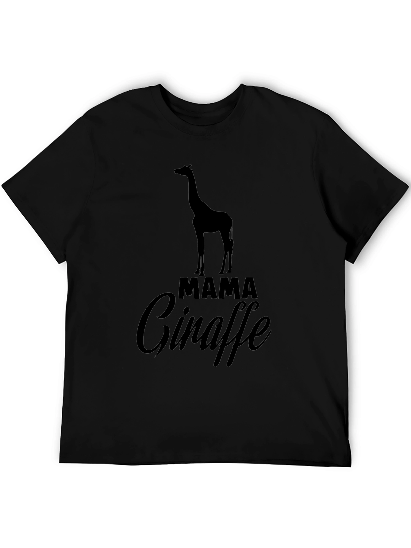 Mama Giraffe Graphic T-Shirt - Black