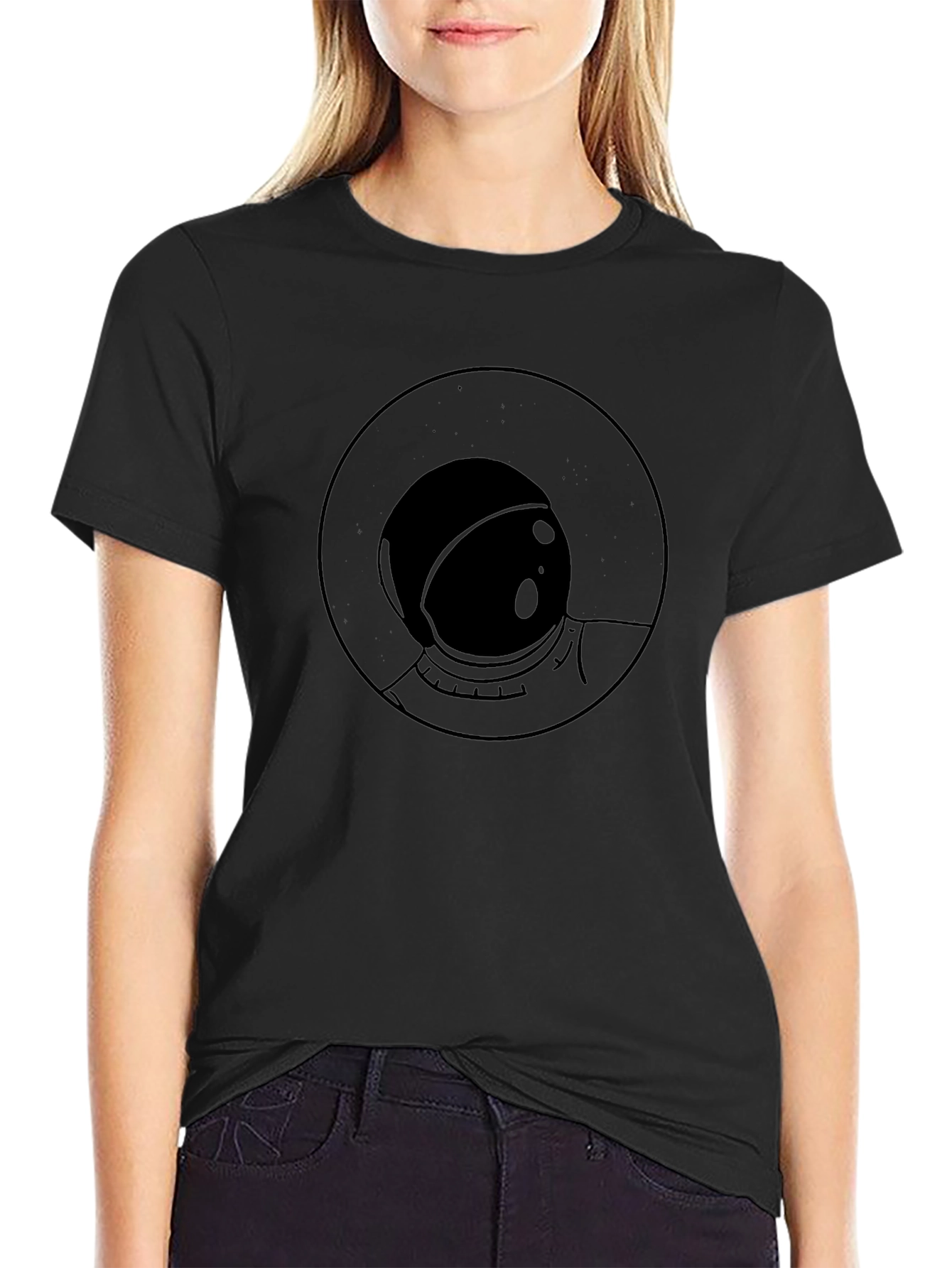 Astronaut Graphic Tee - Black Cotton T-Shirt