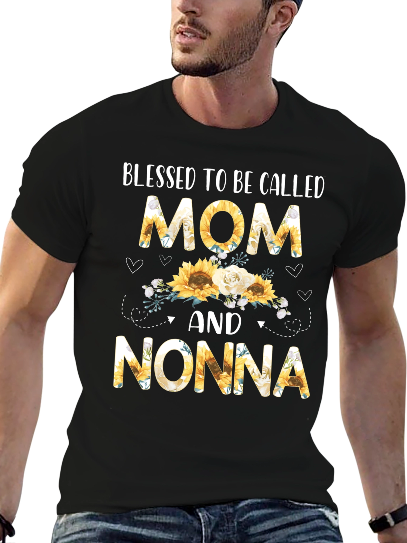 Blessed Mom and Nonna Sunflower Graphic Tee