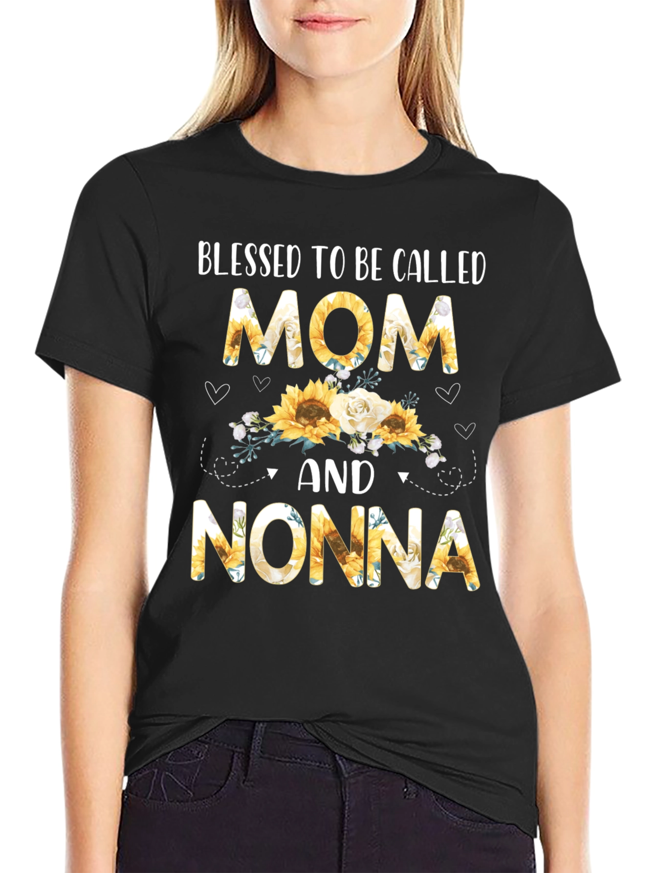 Blessed Mom and Nonna Sunflower Graphic Tee
