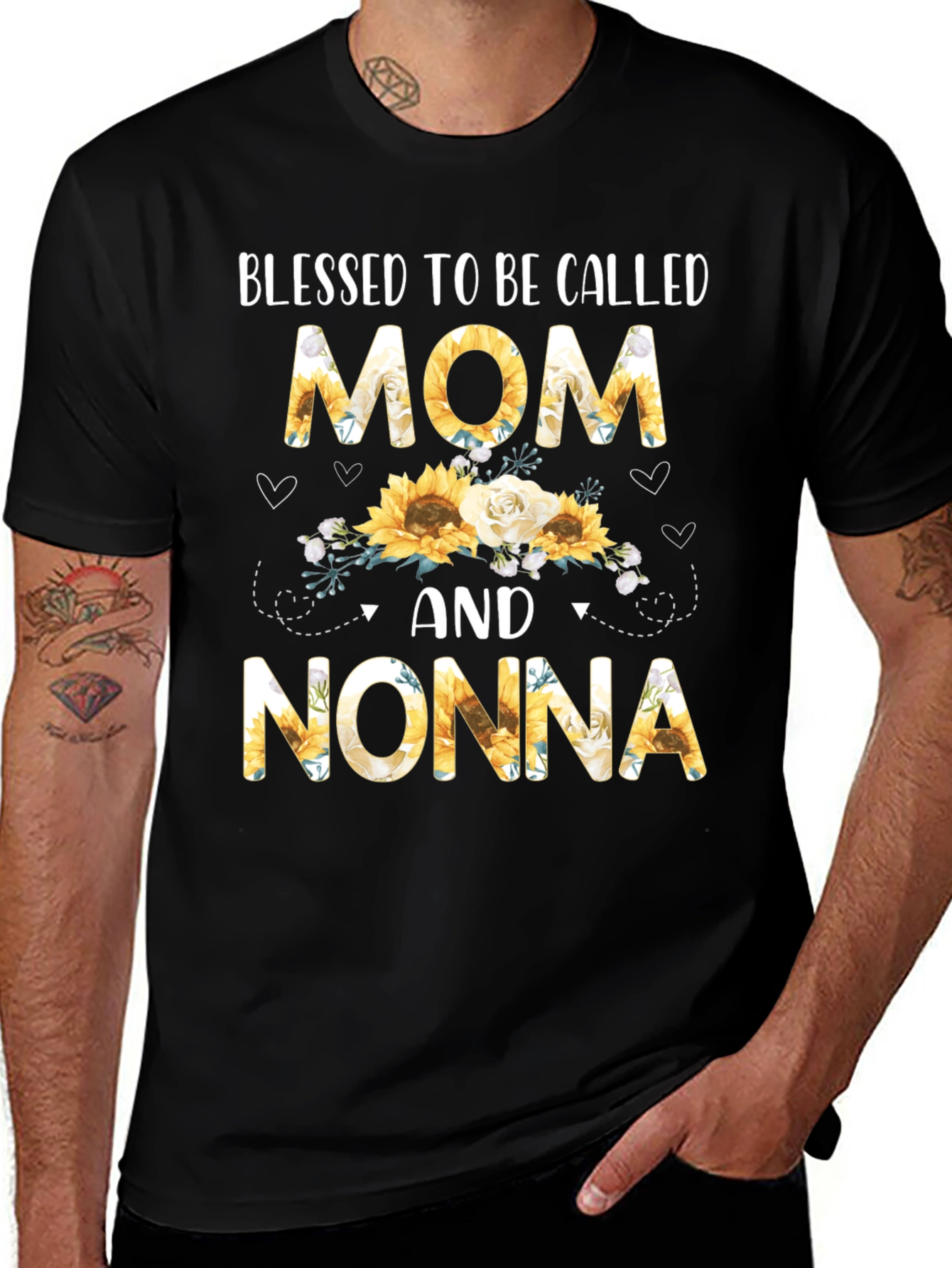 Blessed Mom and Nonna Sunflower Graphic Tee