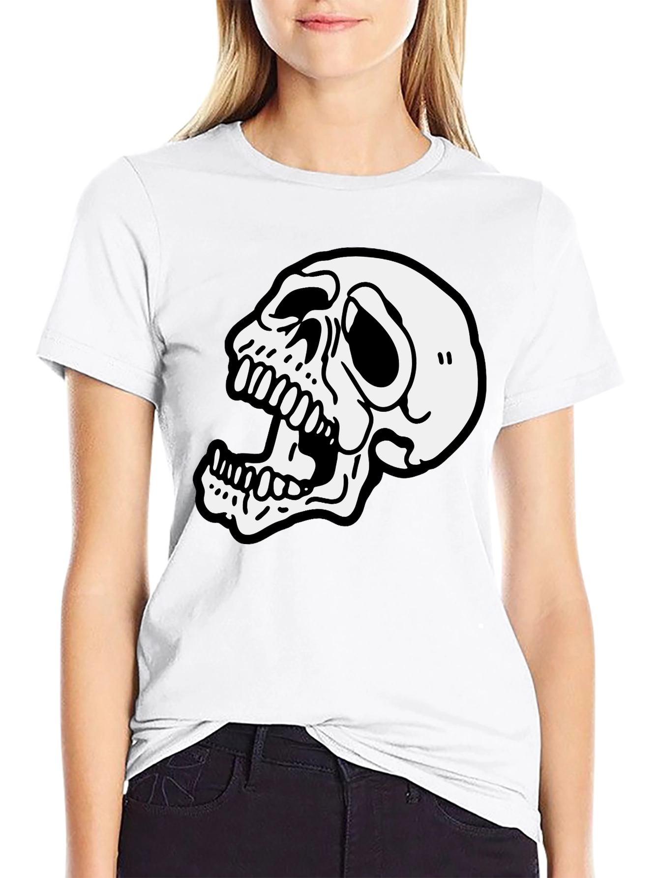 Skull Graphic Print Black T-Shirt