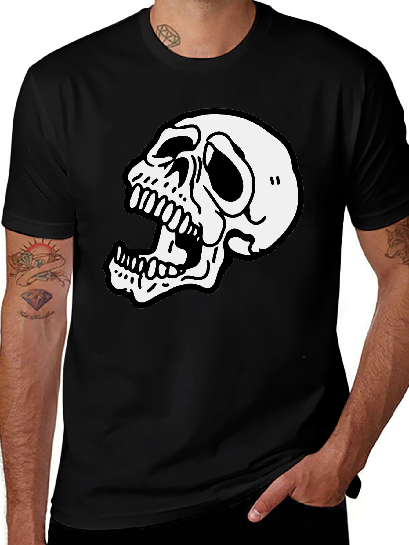 Skull Graphic Print Black T-Shirt