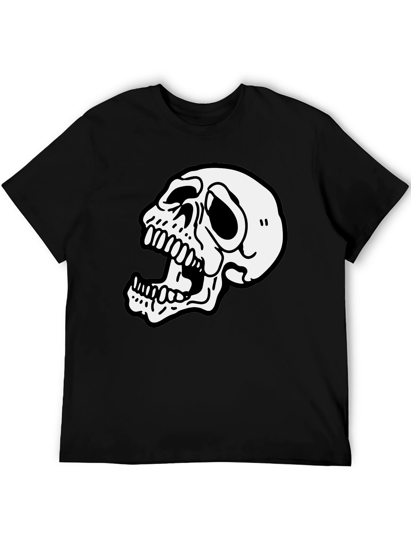 Skull Graphic Print Black T-Shirt