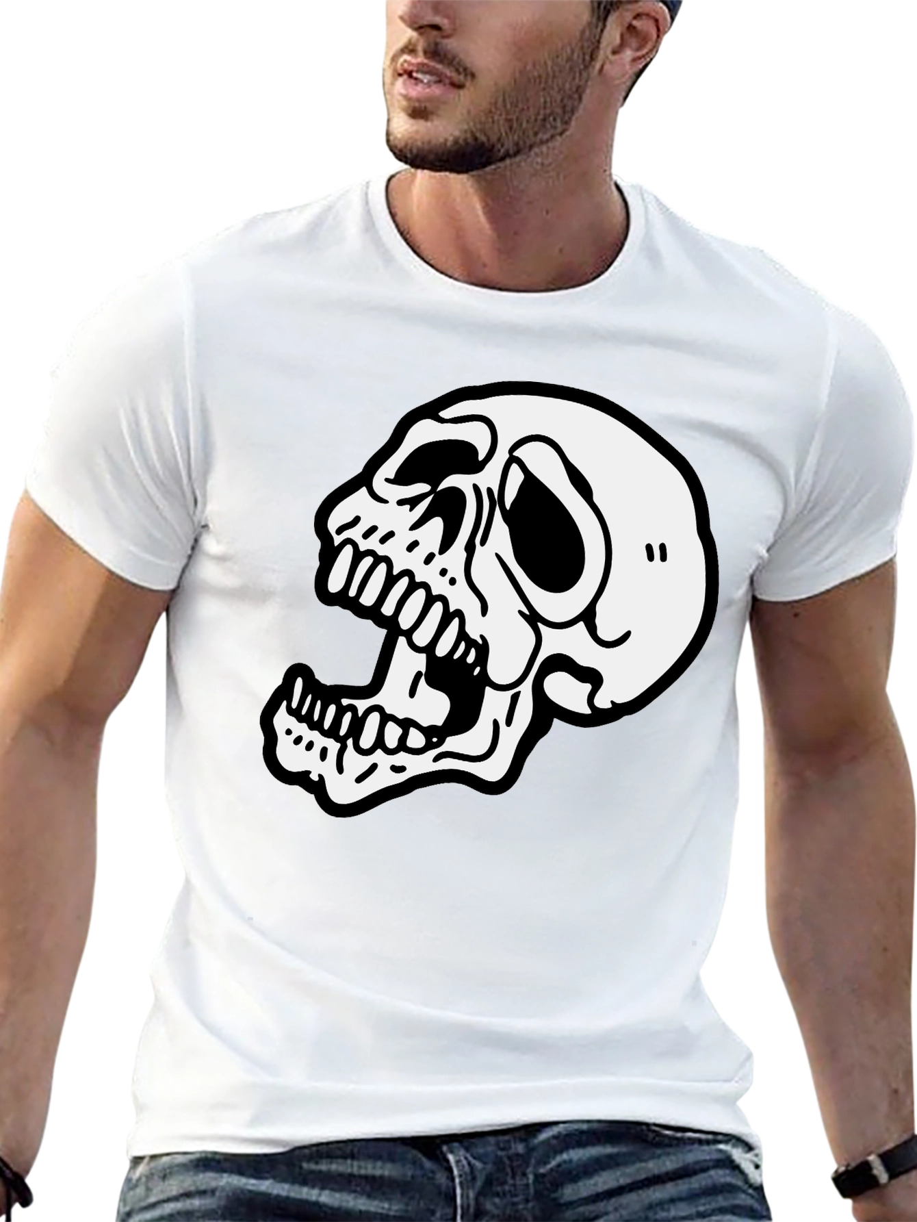 Skull Graphic Print Black T-Shirt