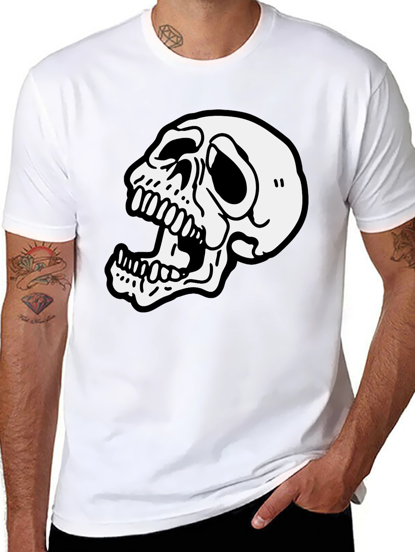 Skull Graphic Print Black T-Shirt