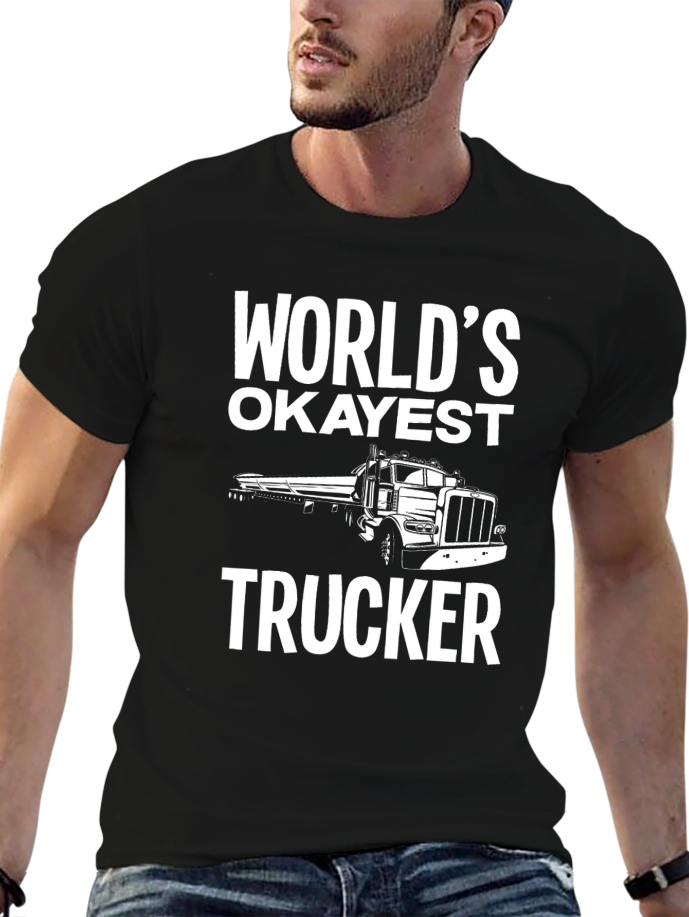 Worlds Okayest Trucker Black T-Shirt
