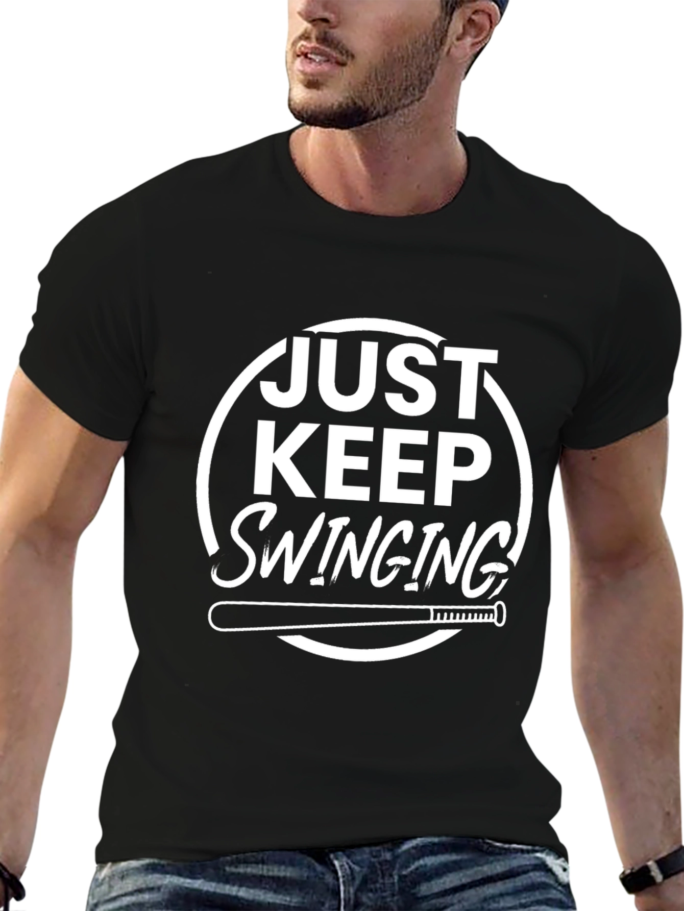 Just Keep Swinging T-Shirt - Baseball Tee