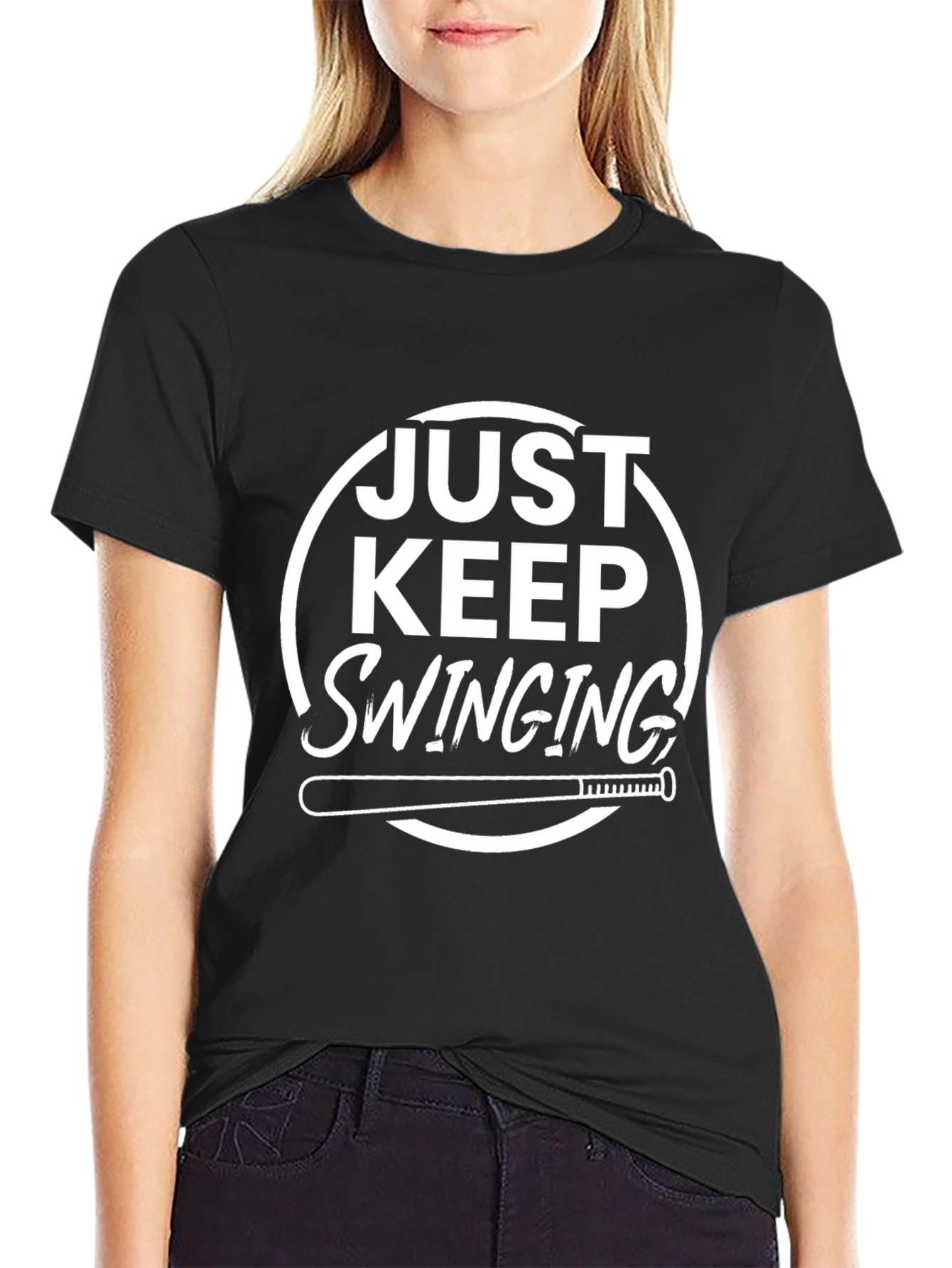Just Keep Swinging T-Shirt - Baseball Tee