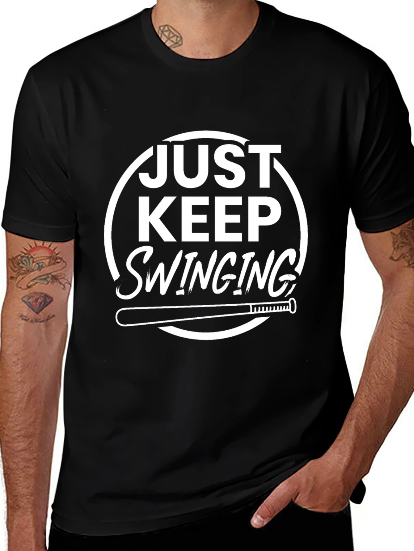 Just Keep Swinging T-Shirt - Baseball Tee