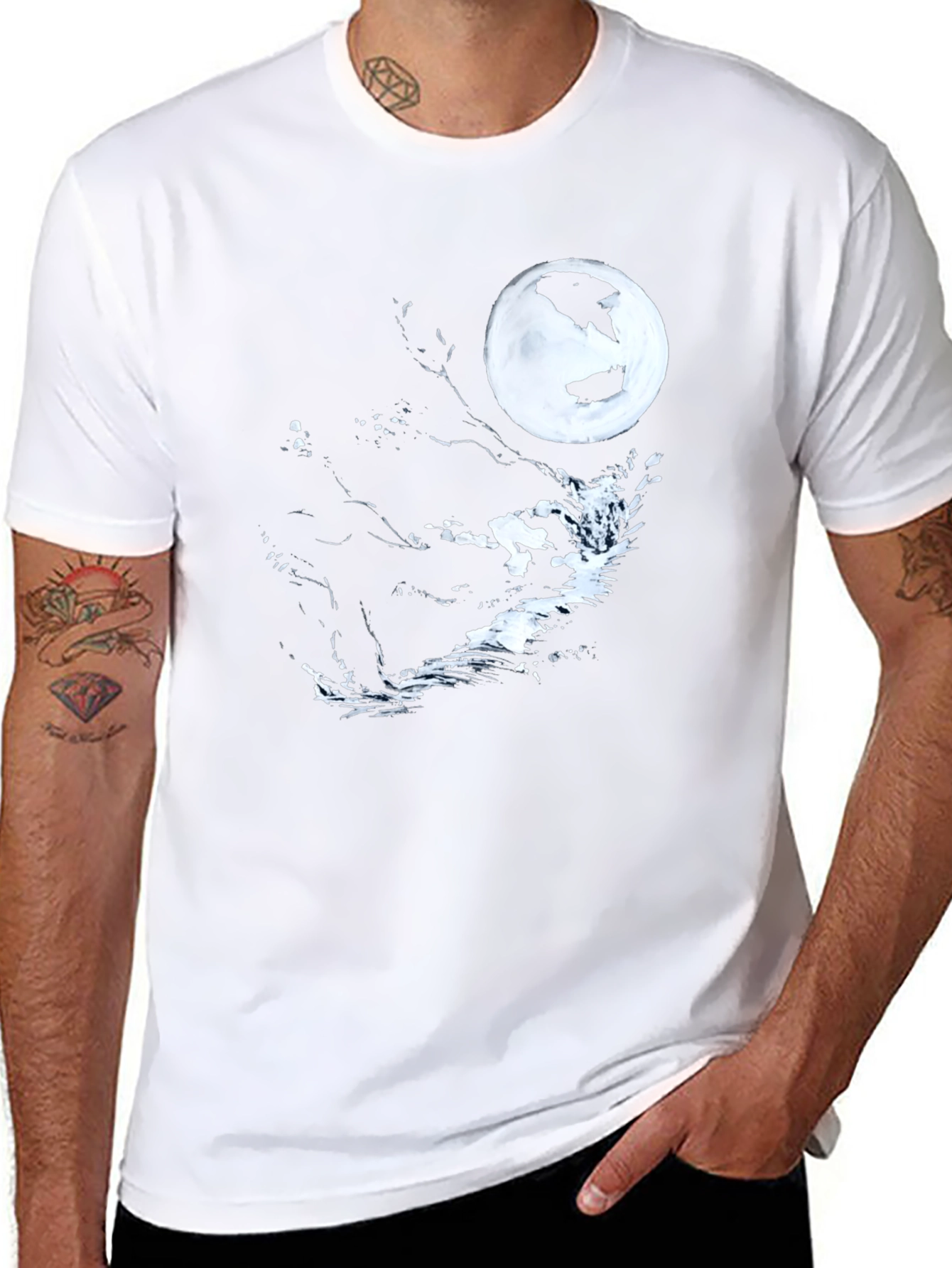 Black Moonlit Graphic Tee - Stylish Mens Shirt