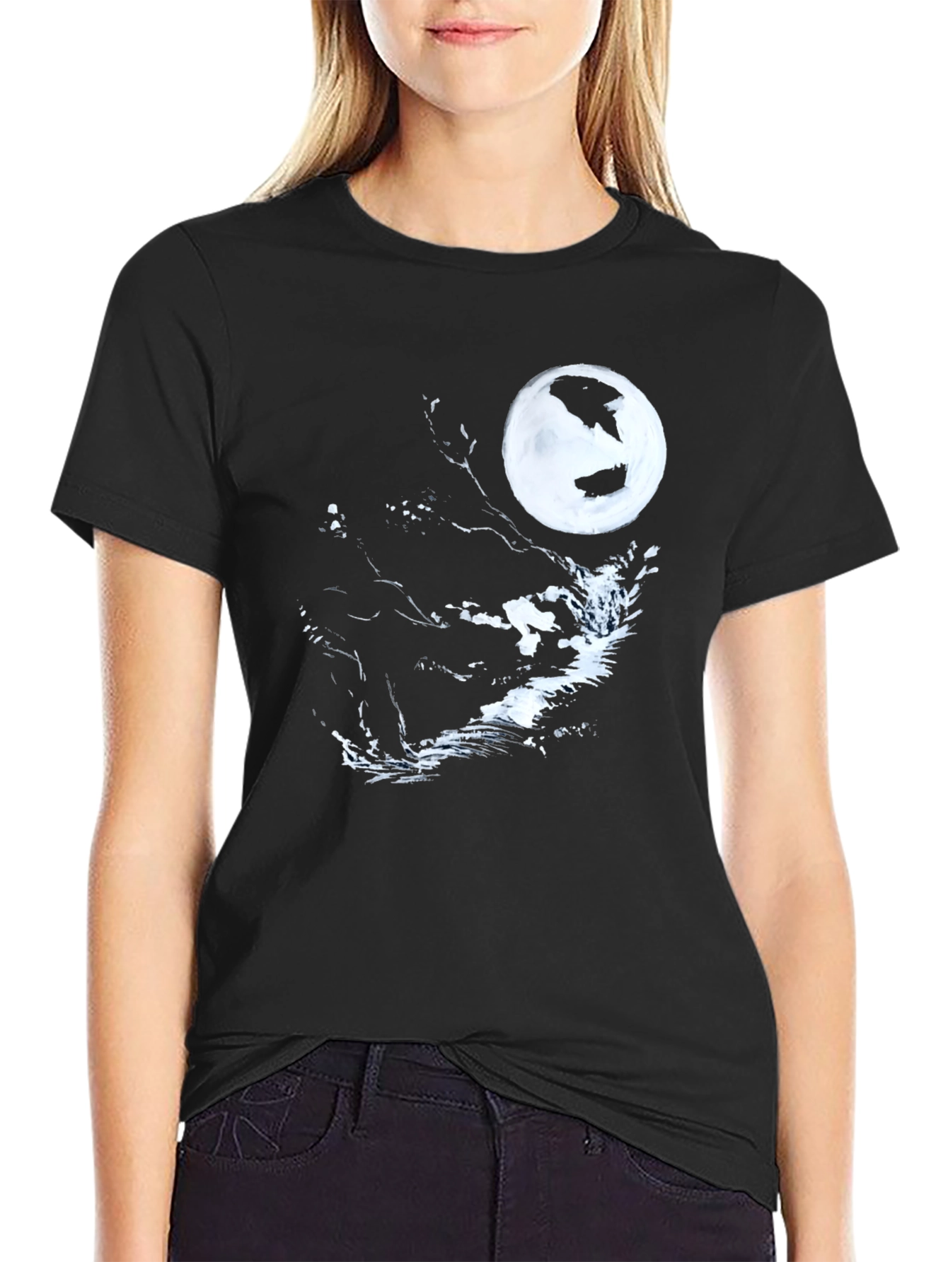 Black Moonlit Graphic Tee - Stylish Mens Shirt