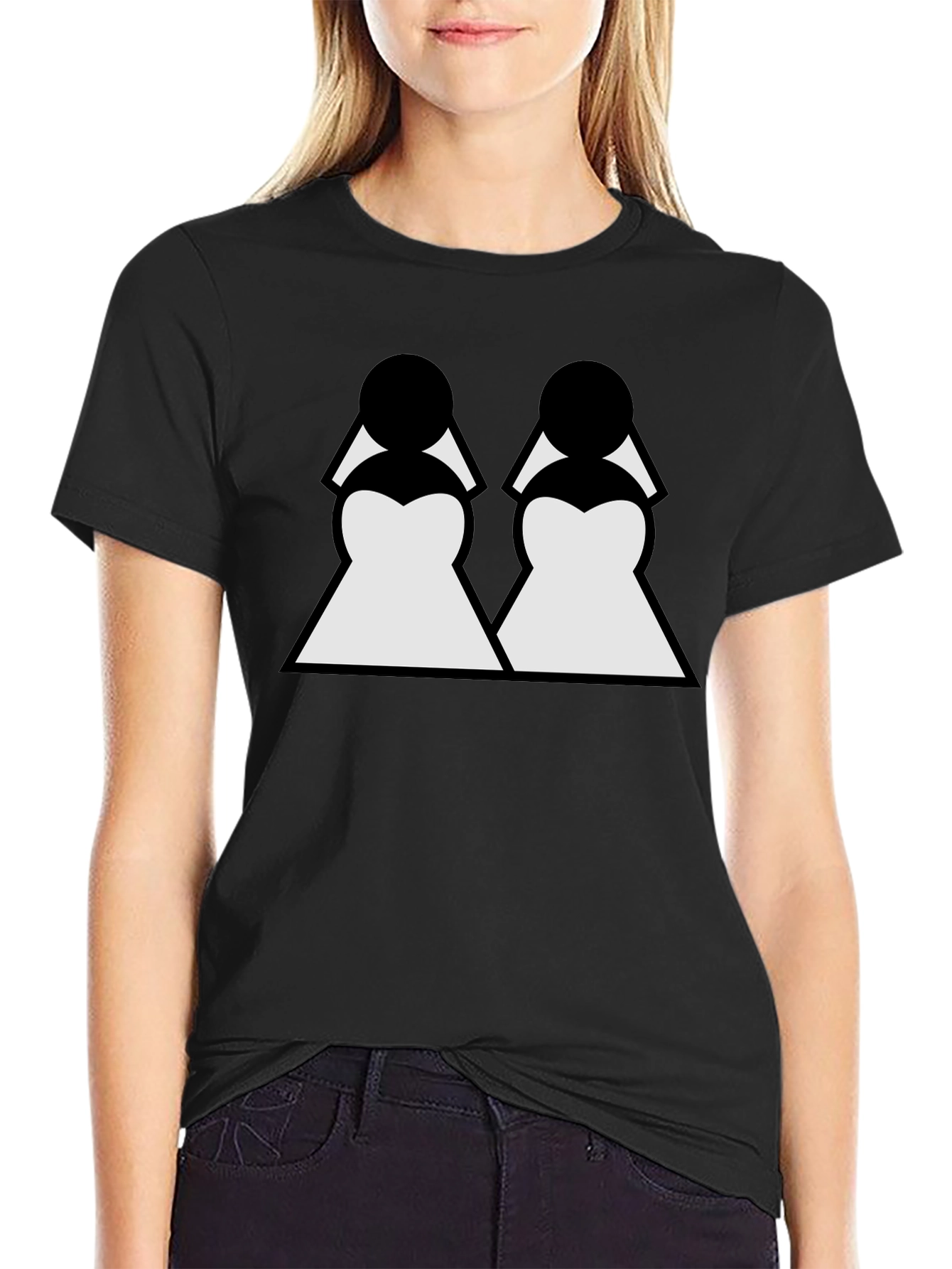 Twin Brides Graphic Tee - Black Cotton T-Shirt