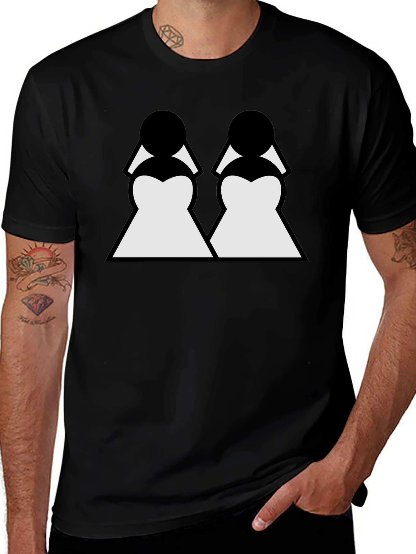 Twin Brides Graphic Tee - Black Cotton T-Shirt