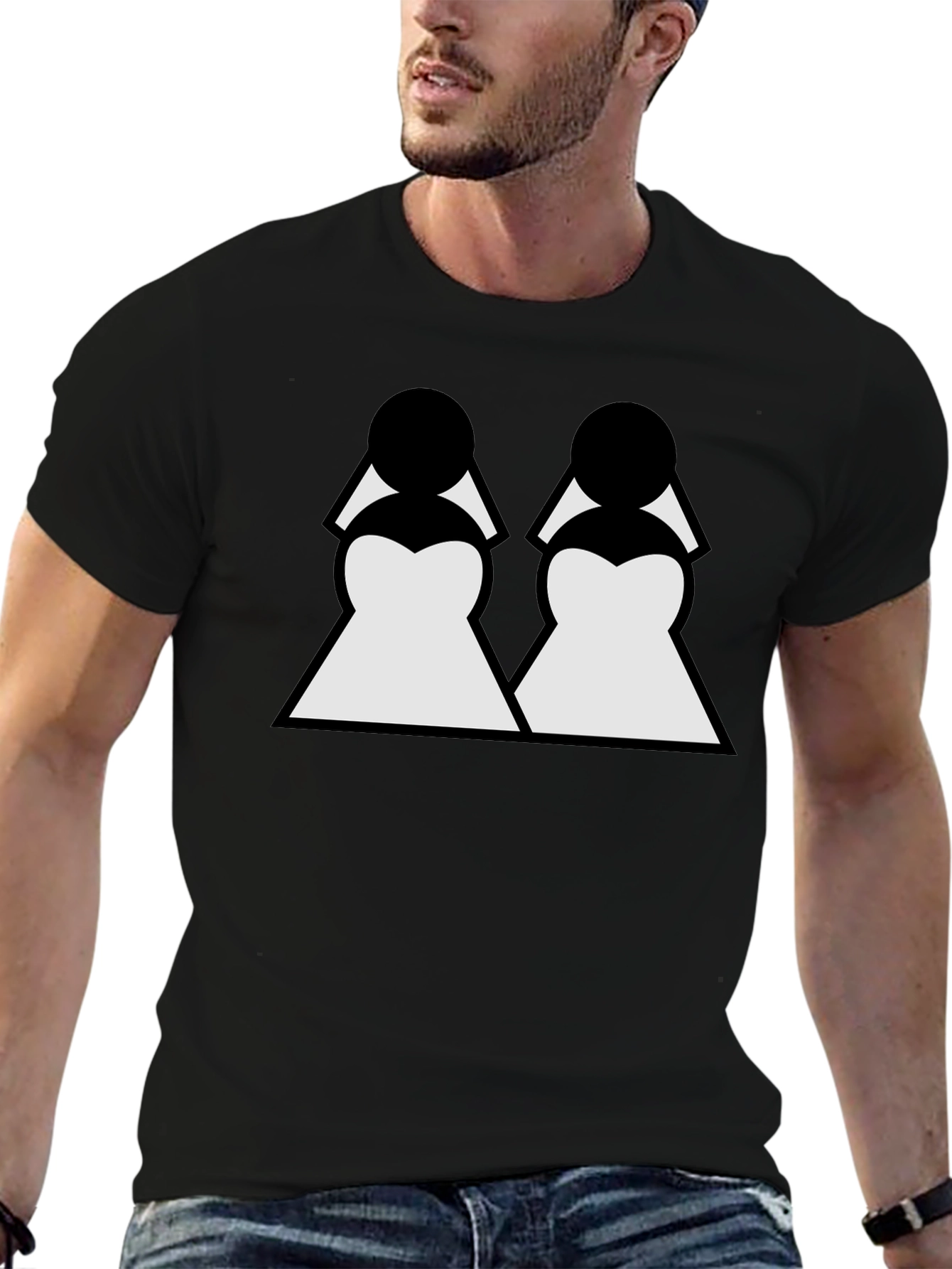Twin Brides Graphic Tee - Black Cotton T-Shirt