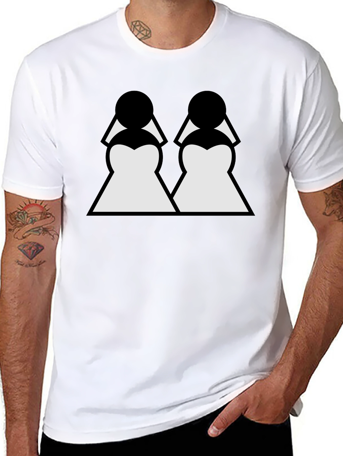 Twin Brides Graphic Tee - Black Cotton T-Shirt