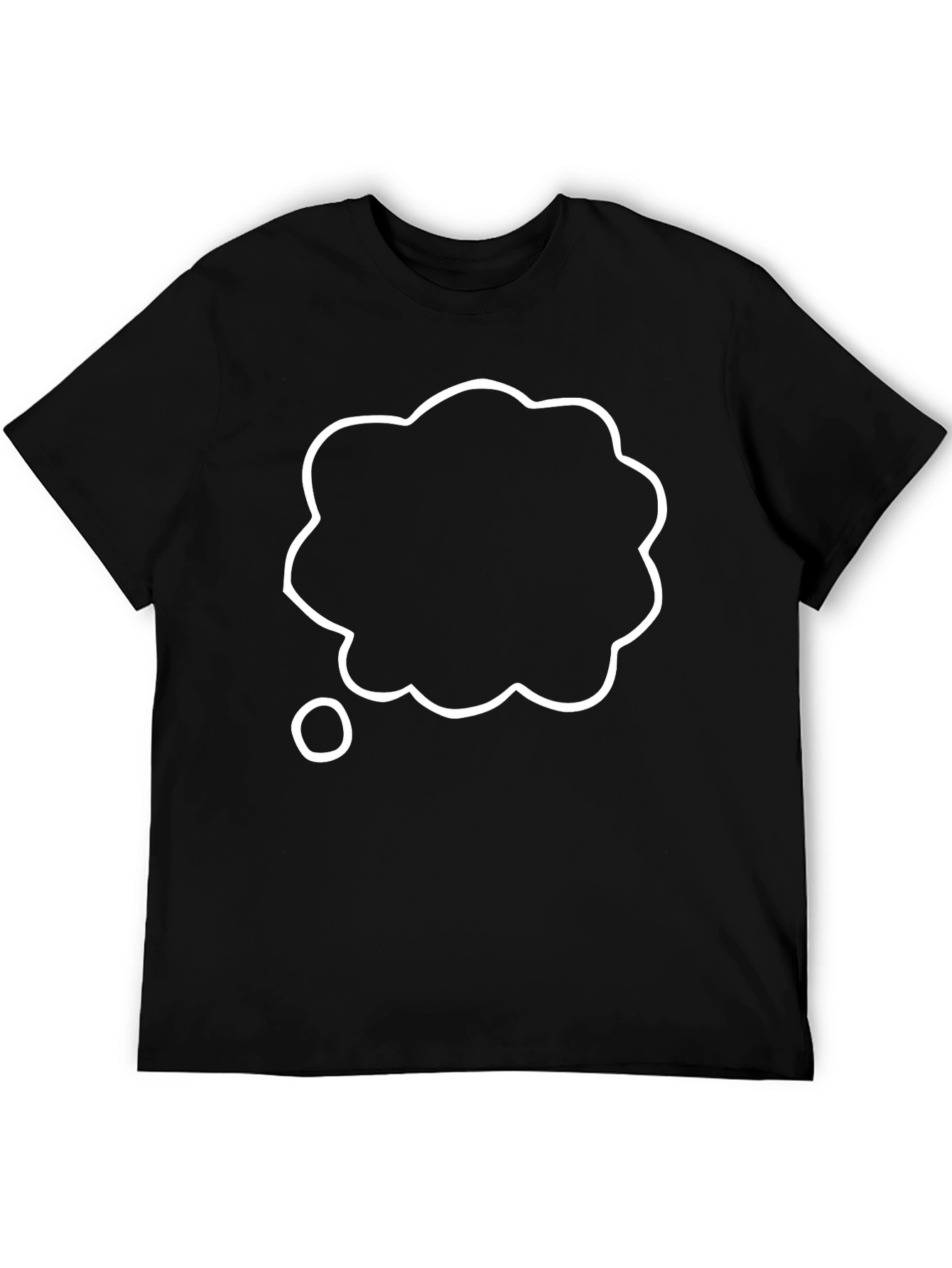 Black T-Shirt with White Thought Bubble Design