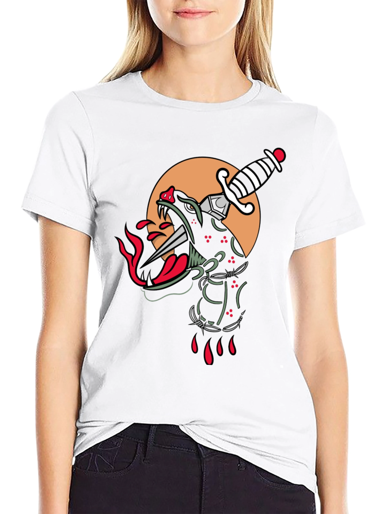 Edgy Black Panther Dagger Graphic T-Shirt
